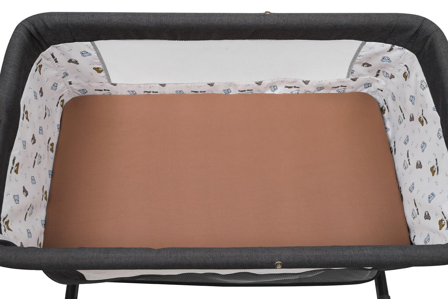 Tontukatu Stretchy Fitted Crib Sheets Set 2 Pack Portable Crib Mattress Topper for Baby Girl Boy,Ultra Soft Jersey Material, Brown & Rabbit