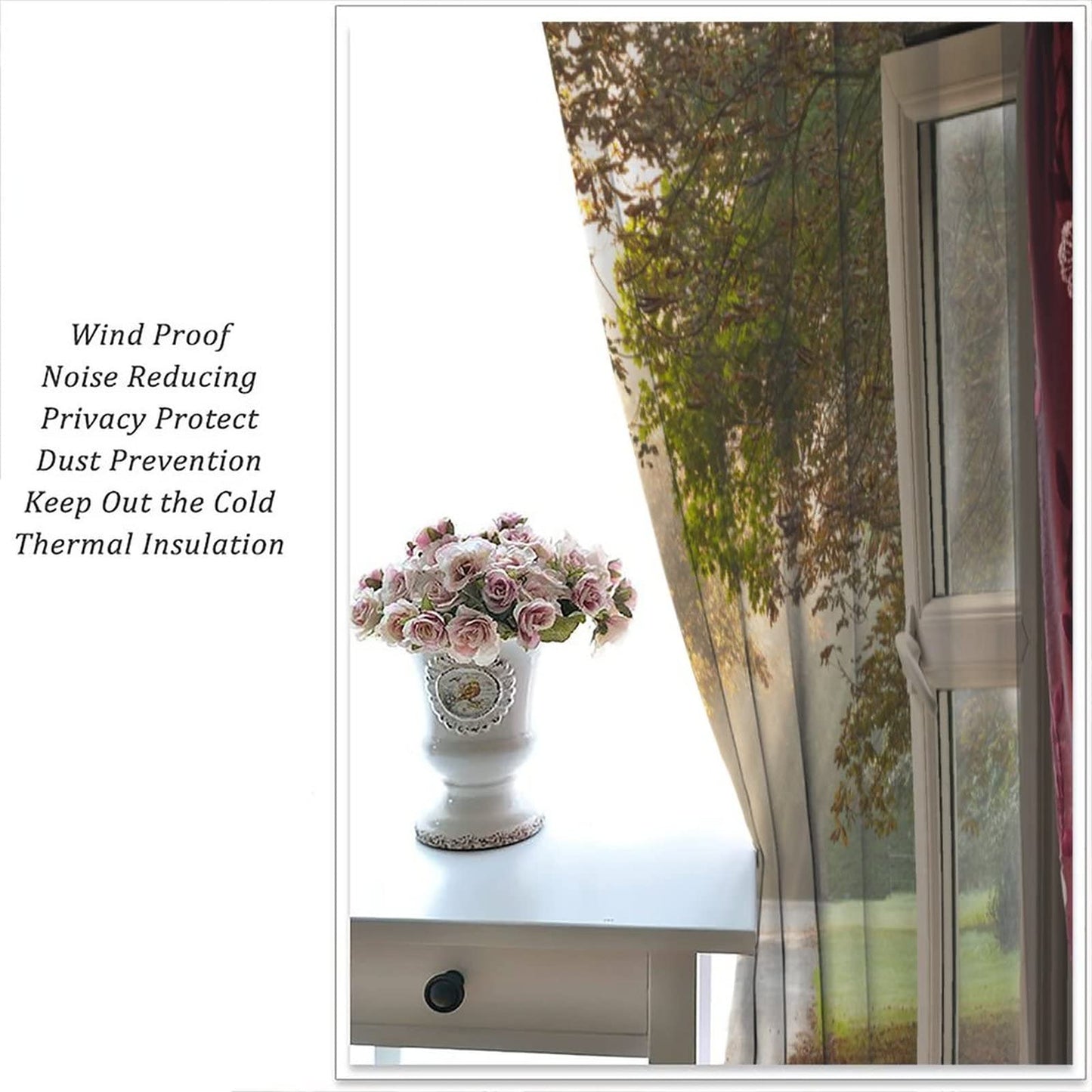 Natural Scenery Curtains Light Penetrates Through Trees Beautiful Scenery Bedroom Decor Rod Pocket Blackout Window Drapes 2 Panels Set 42x45in