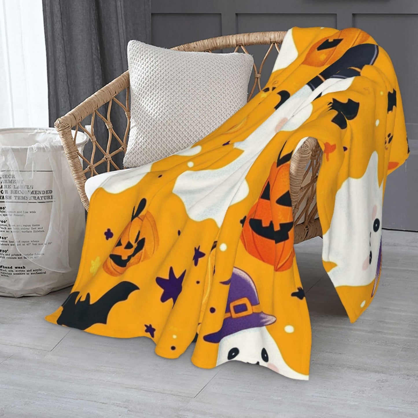 Cafemira Cute Cartoon ghostss,Warm Flannel Blanket,Soft Fleece Throw Blankets,All Season Couch Knee Throws,Great for Sofa,Camping,Office nap,Bed Topper,Festival Decor,Gift for Family,60x50 Inch