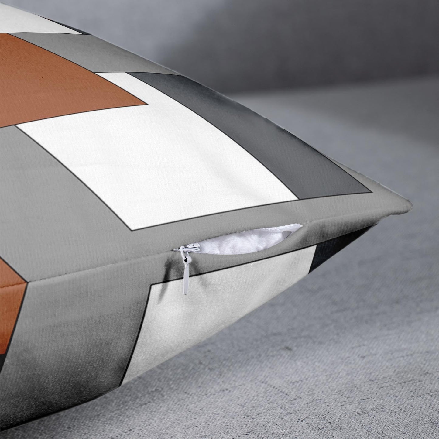 Emvency Set of 2 Dark Rust Geometric Throw Pillow Cover Black Grey White Painting Abstract Checkered Design Decorative Pillow Case Modern Home Decor Standard Square 18x18 Inch Cushion Pillowcase