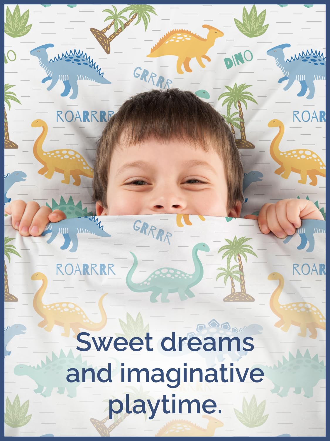 Kids Queen Size Bed Sheet Set - 4 Piece Kids Loft Bed Sheets - Colorful Dinosaur Dino Print Bedding - Soft - Breathable and Machine Washable - Dino Pattern Bed Set for Boys, Girls, Teens and Toddlers