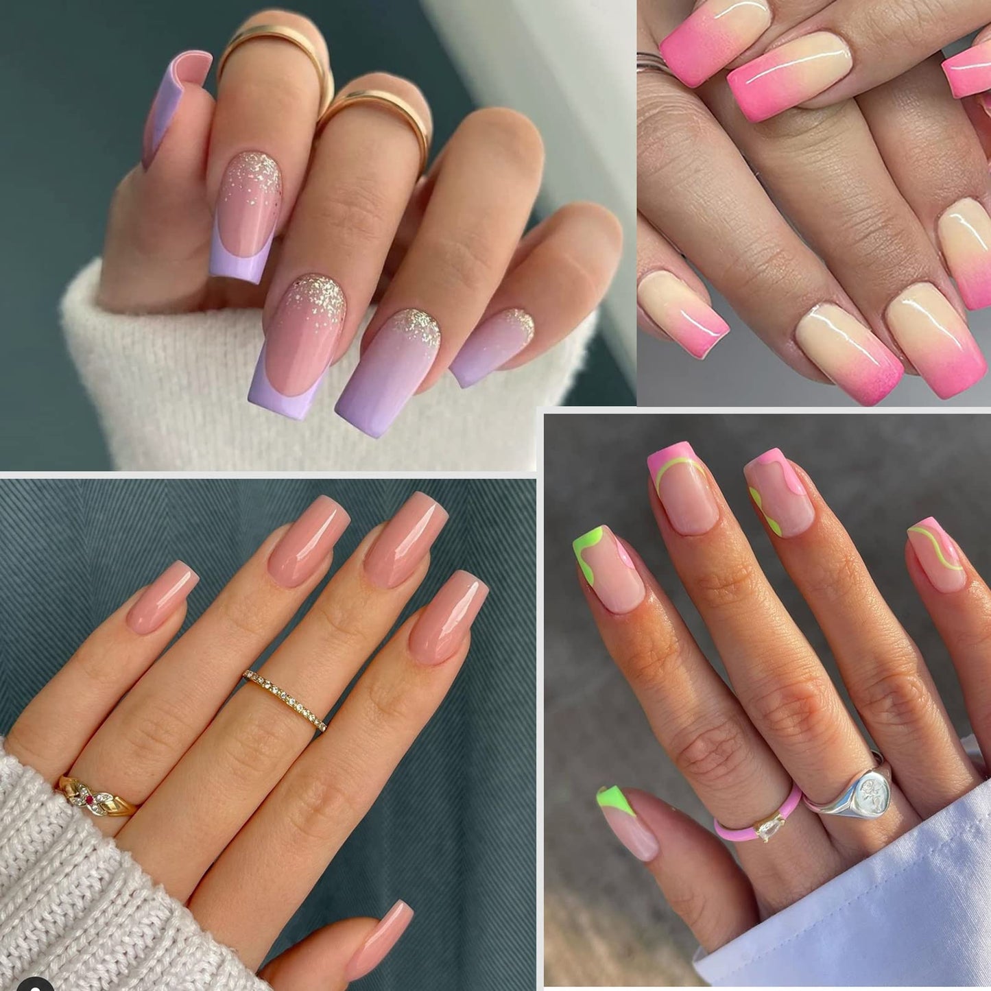 UNA GELLA Short Square Fake Nails Tips Full Matte 504 pcs Square Press on Nails Pre-shape for Full Cover Acrylic Nails French False Nails 12 Sizes False Soft Gel Tips