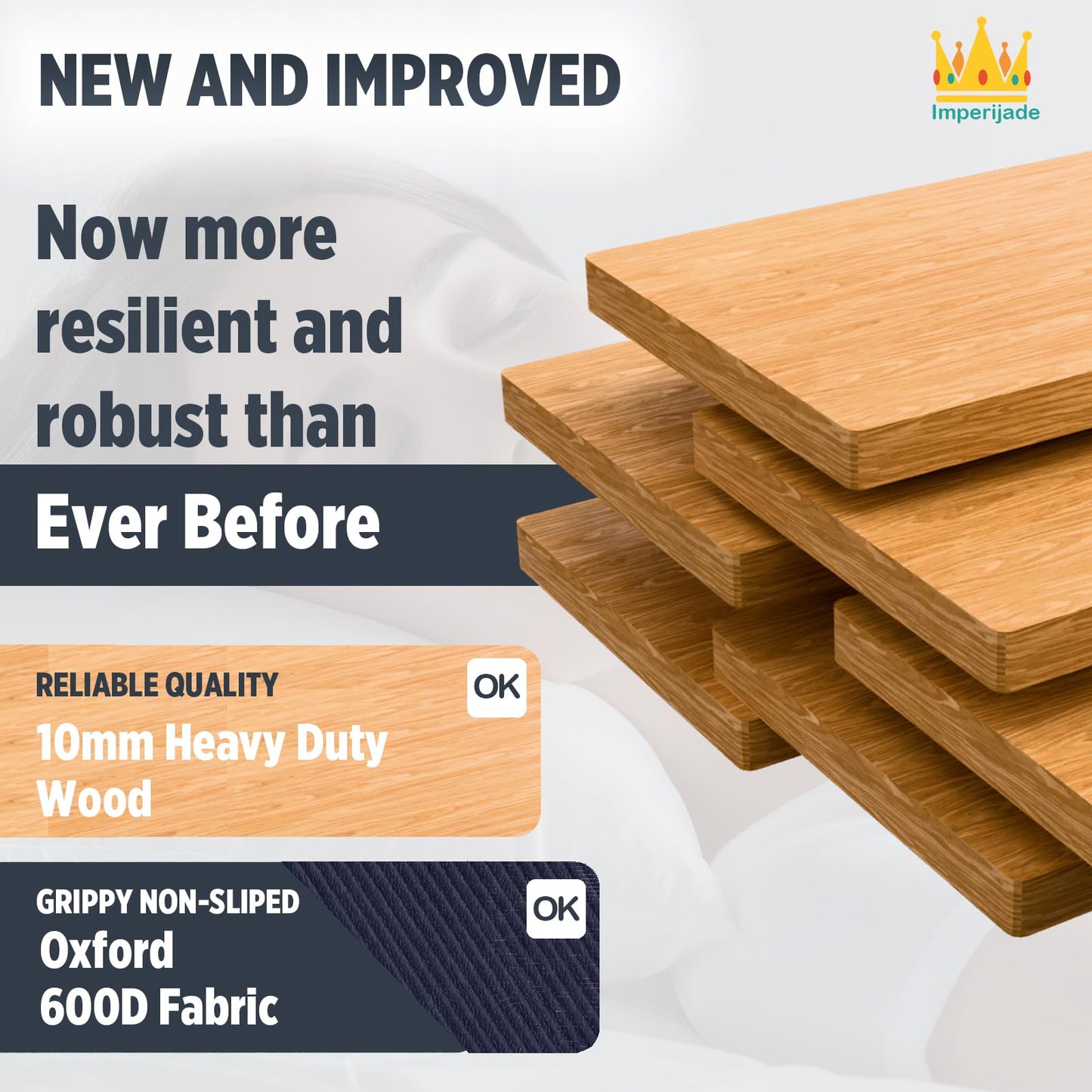 Imperijade 10mm Bunkie Board (76”x80”King Size) Heavy Duty Wood, Low Profile Bed Support, Breathable, Noise Minimizing, Moisture Resistant | Fodable Box Support Board | Split Fully Assembled