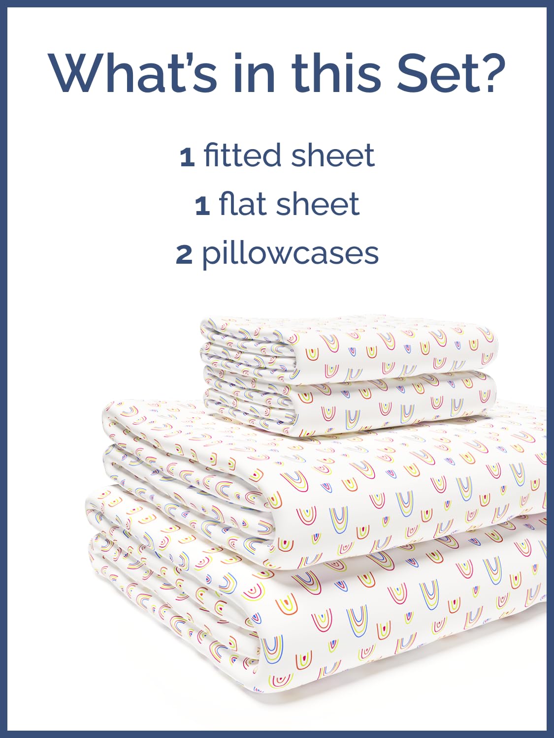Kids Full Size Bed Sheet Set - 4 Piece Kids Loft Bed Sheets - Rainbow Cartoon Theme Bedding - Soft, Cute and Cozy - Breathable and Machine Washable - Colorful Bed Set for Boys, Girls, Teens & Toddlers