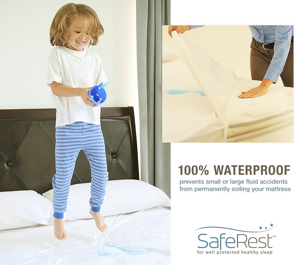 SafeRest Mattress Protector Twin XL College Dorm Room, New Home, First Apartment Essentials - Cotton, Waterproof Mattress Cover Protector - Encasement - Premium