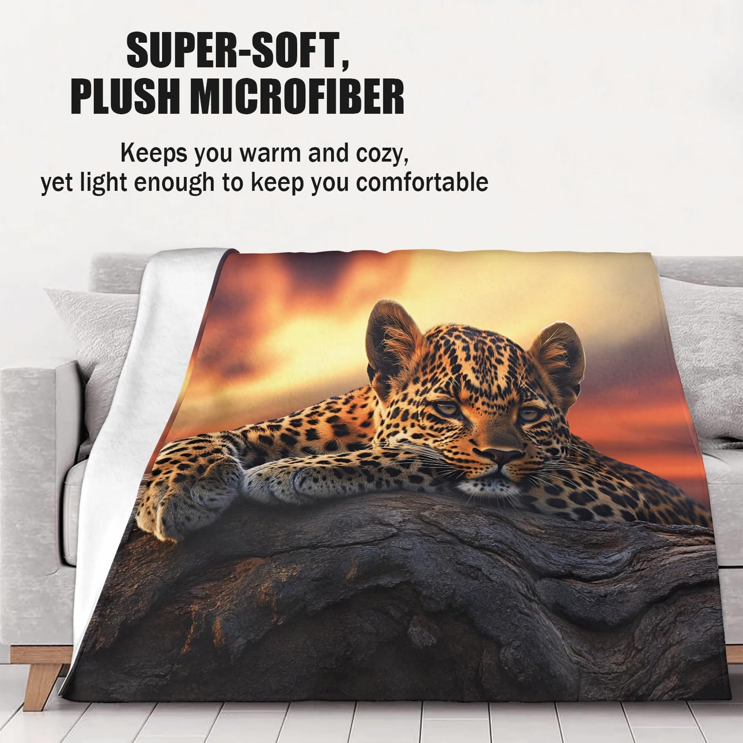 PAOABIU Cheetah Print Blankets, African Leopard Throw Blanket for Couch Bed Sofa, Animal Print Blankets and Throws - Super Soft Cozy Plush Flannel Blanket Gifts & Decor, 66x90