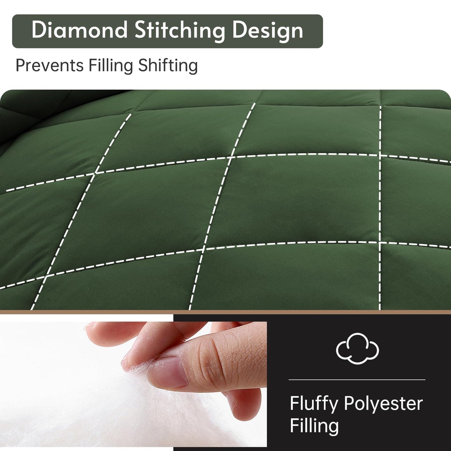 MUXHOMO 7 Pieces California King Comforter Set, Reversible Bed in a Bag Cal King Size, All Season Bedding Set with Comforter, Flat Sheet, Fitted Sheet, Pillowcases & Shams, Dark Green & Light Green