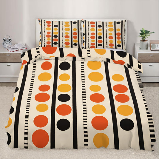 QINYUN Modern Minimalism Duvet Cover Queen Size, Colorful Geometry Bedding Set 3 Piece Bedroom Decor Abstract Pattern Comforter Cover with Zipper Ties & 2 Pillowcases