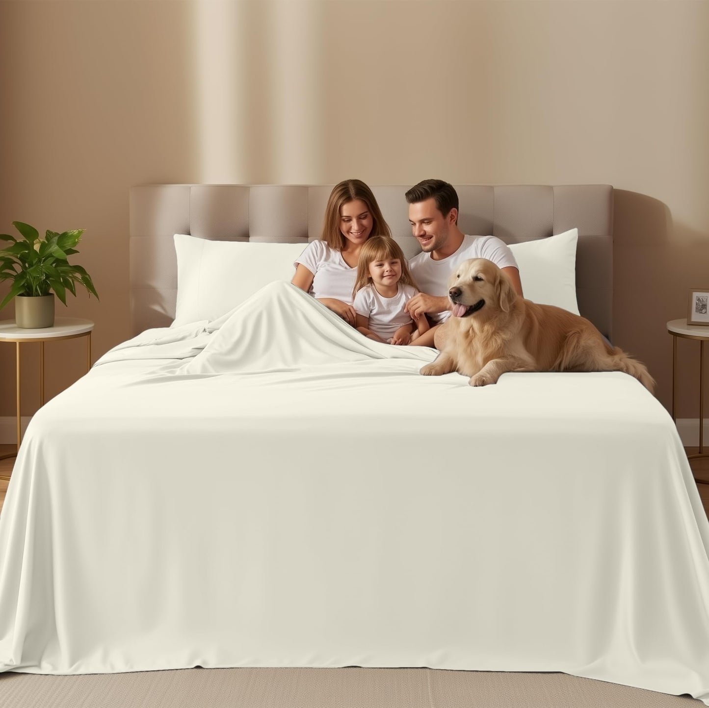 Utopia Bedding Queen Size Sheet Set – 4 Piece Bed Sheets, Soft and Breathable Microfiber, Includes 1 Fitted Sheet, 1 Flat Sheet and 2 Pillowcases – Oeko Tex (Ivory)