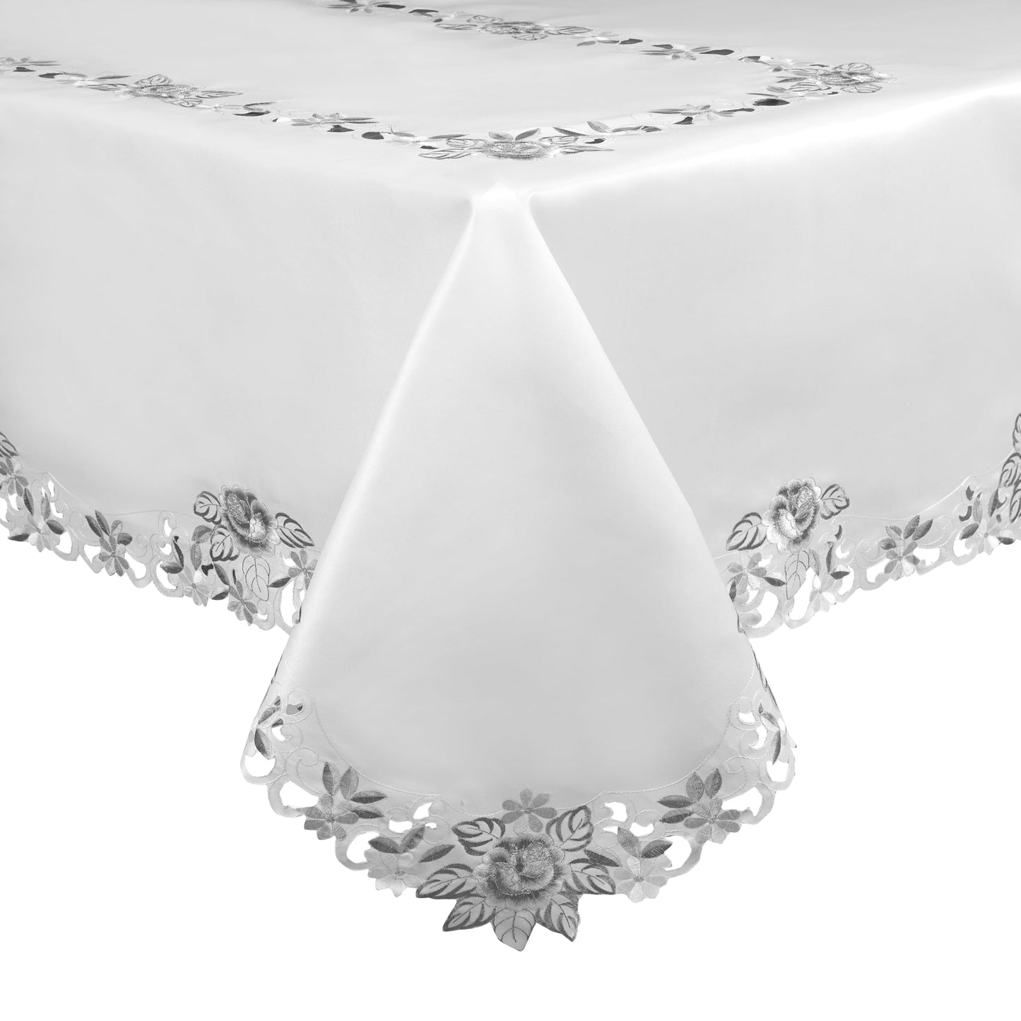 Decozen Ivory Table Cloth - Rectangle Lace Linen Tablecloth Intricate Cutouts Embroidery for Kitchen Dining Room Table Home Decor Wedding Receptions - 60 x 120 inches - The Alois Collection