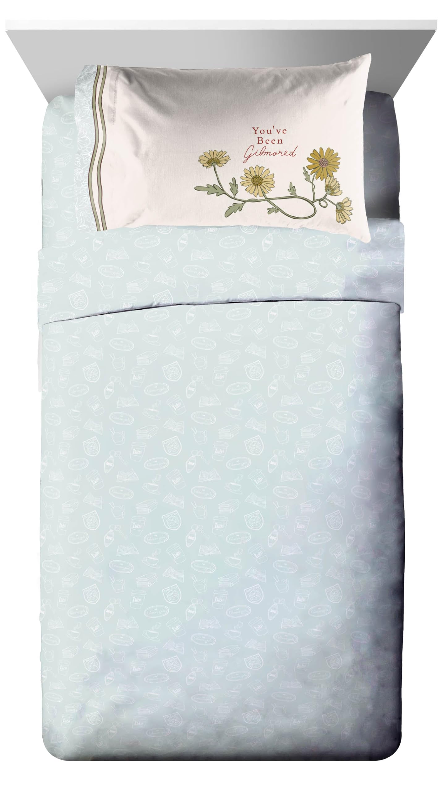 Jay Franco Comforter Set Includes Sheets and Pillow Covers - Soft and Cozy Bed Set for Stylish Room Decor, Official Licensed Bedding, Multi - Gilmore Girls, 5 Piece Twin