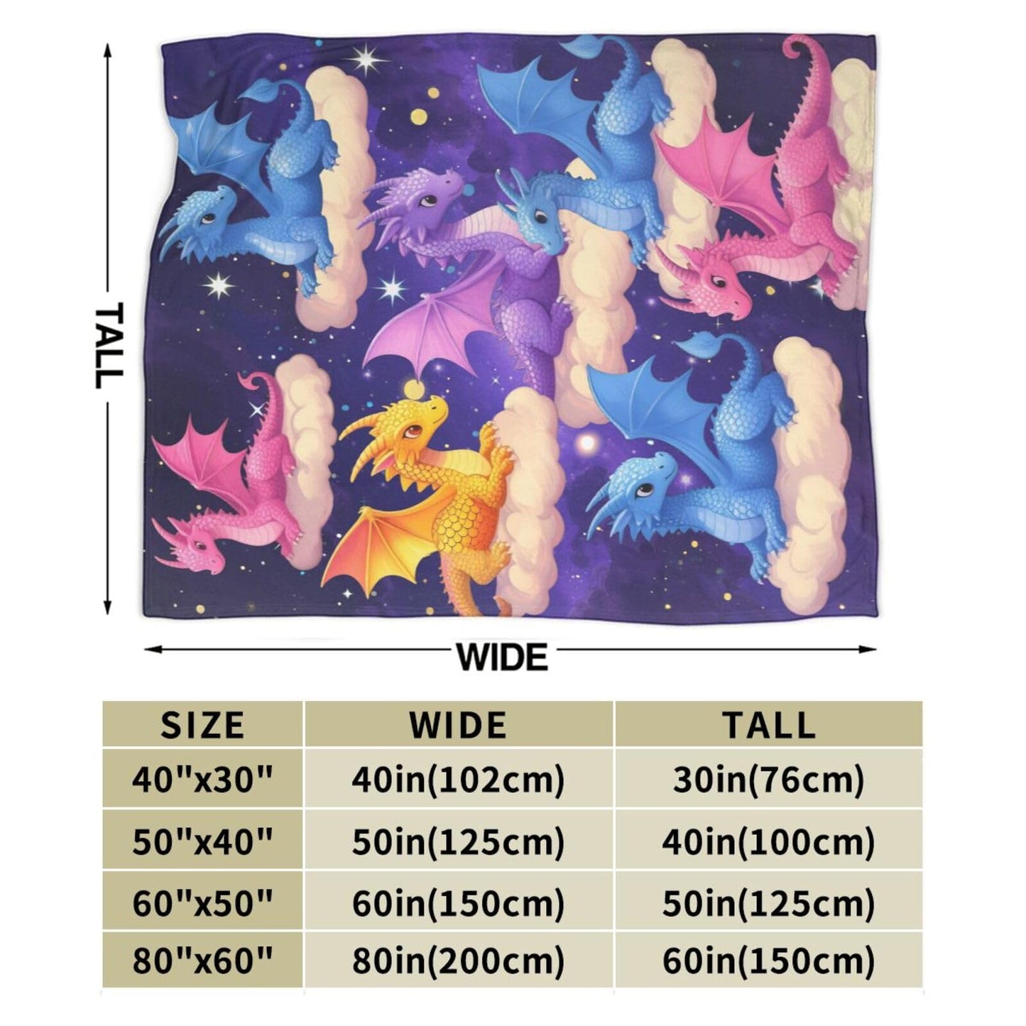 Dragon Throw Blanket - Soft Plush Fleece Bedding Blankets- Cozy Funny Dragon Stuff Gifts for Girls Boys Kids Women 40"X50"