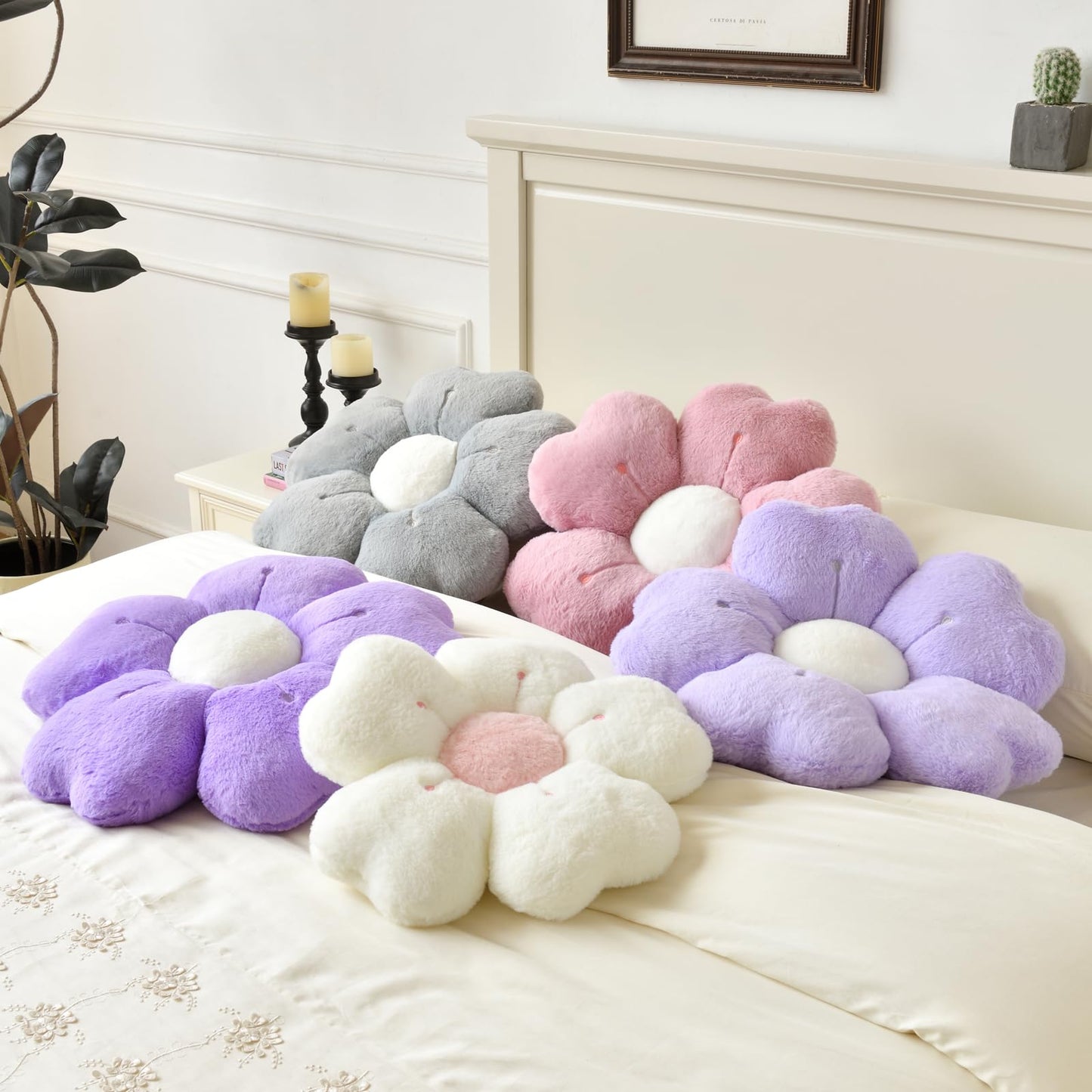 Ddliury Flower Pillow, Cute Decorative Throw Pillows for Couch Bed