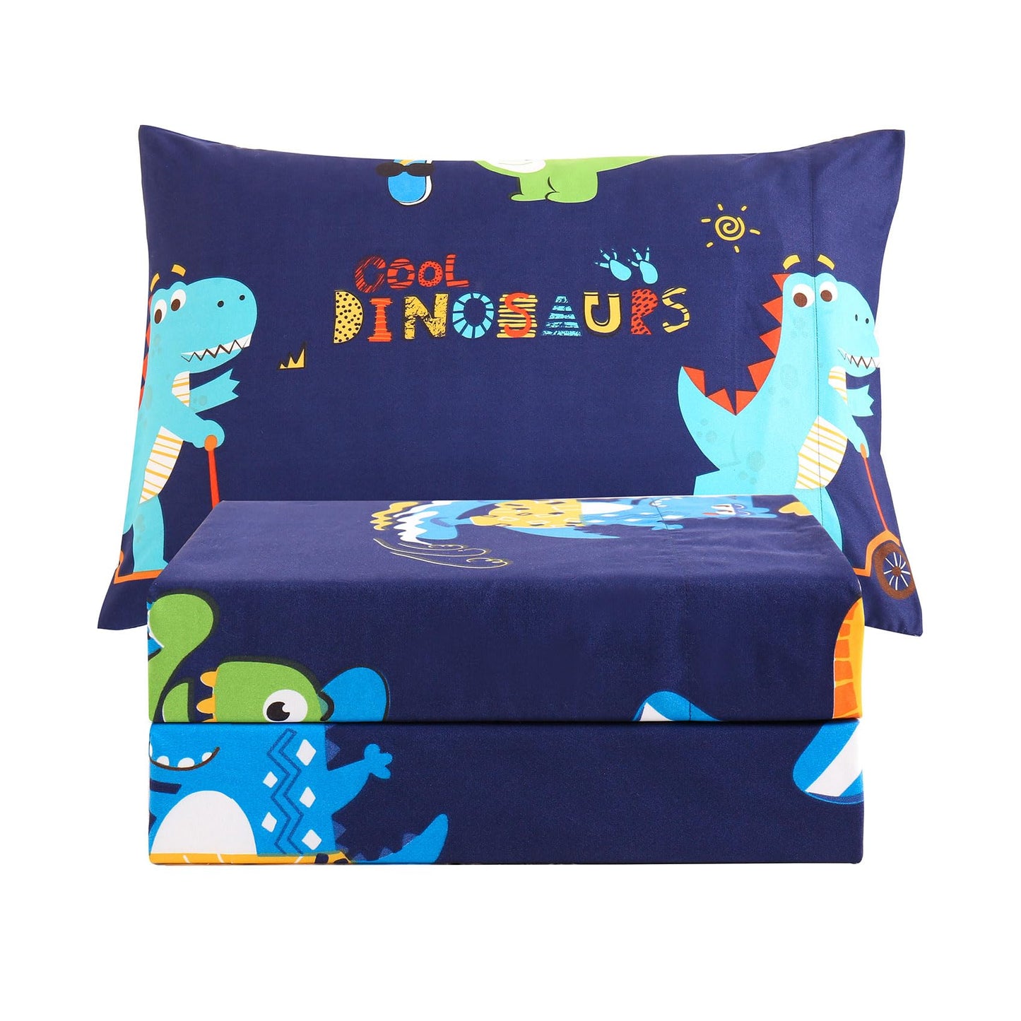 JSD Sports Dinosaur Kids Sheet Set Twin Size, 3 Piece Blue Printed Microfiber Sheets Deep Pocket