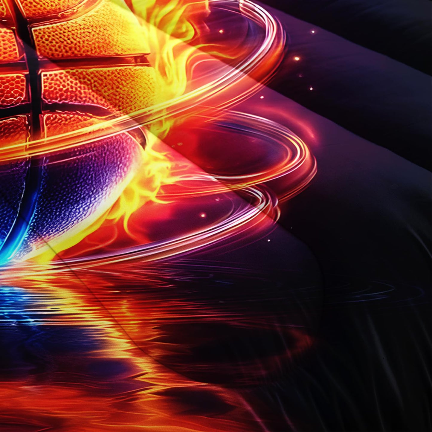 HOSIMA Twin Bedding Sets for Kids,Basketball Wrapped in Red Blue Flames,Cool Extreme Sports Bedding for Teens Boys Room Decor,Soft Lightweight Basketball Comforter with 2 Pillowcases.