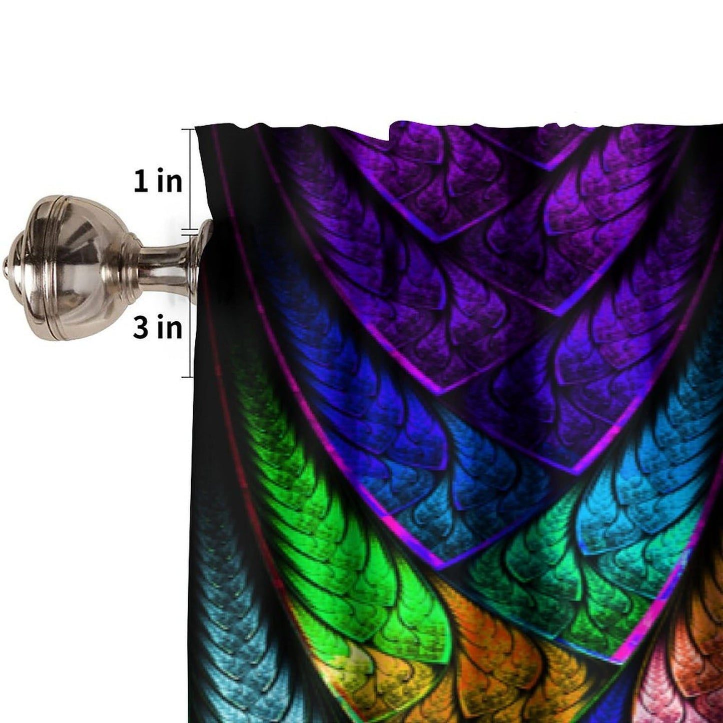 BenYaSong Abstract Window Valance,Fractal Pattern in Stained Glass Style Blackout Window Valance for Home Kitchen Livingroom Coffee Room Window Valance 1 Panel 54x18inch