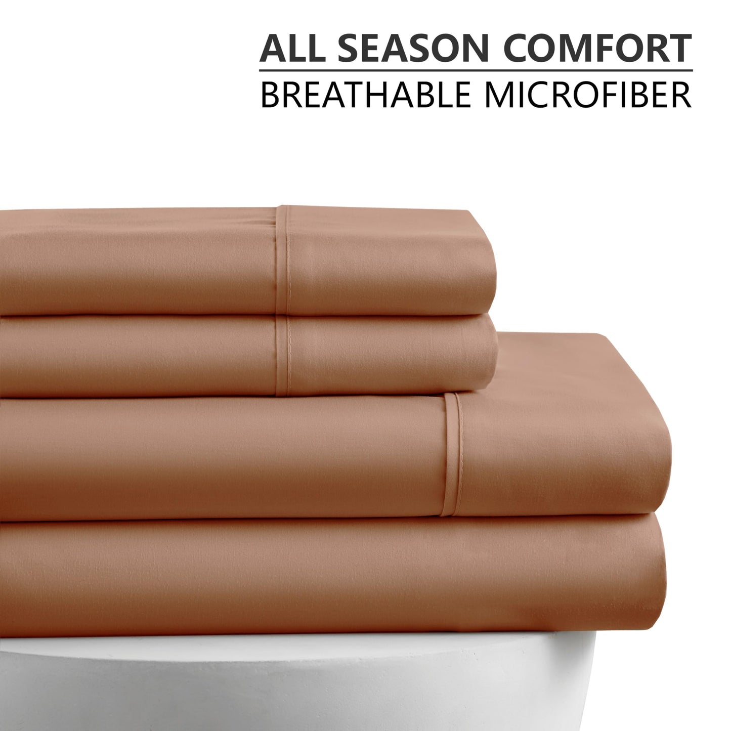 American Home Collection Full Size Sheet Set - Ultra-Soft Microfiber 15-Inch Deep Pocket - Wrinkle Free and Fade Resistant (Tan)