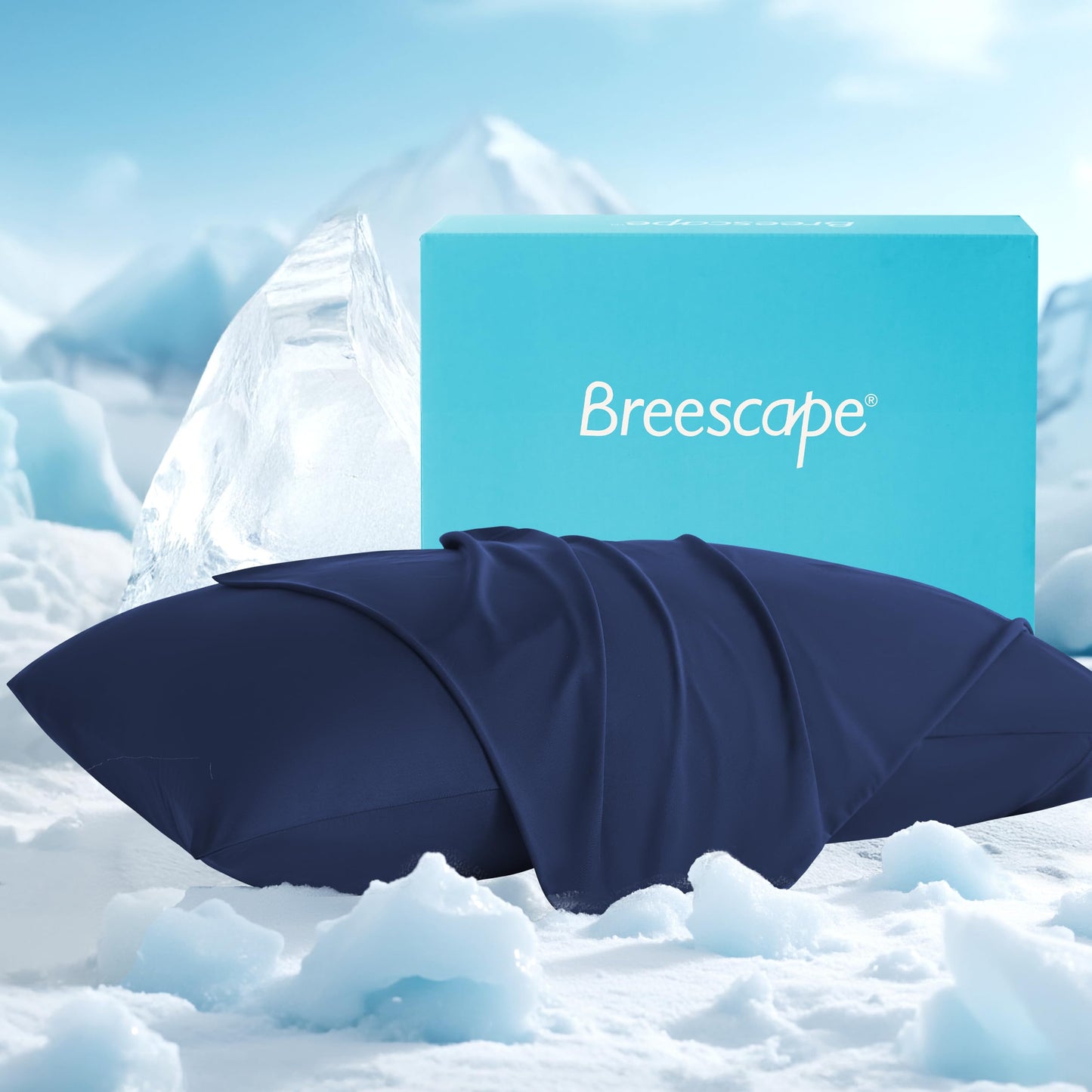 Breescape Cooling Pillow Cases King Size Set of 2, BlendTek™ Cooling Technology for Hot Sleepers & Night Sweats, Silky Soft Cool Pillowcases for Hair & Skin Care, 20" x 36", Twilight Blue