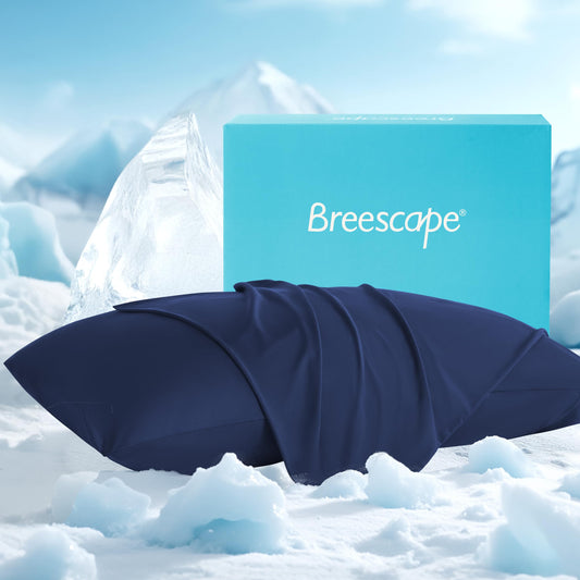 Breescape Cooling Pillow Cases King Size Set of 2, BlendTek™ Cooling Technology for Hot Sleepers & Night Sweats, Silky Soft Cool Pillowcases for Hair & Skin Care, 20" x 36", Twilight Blue