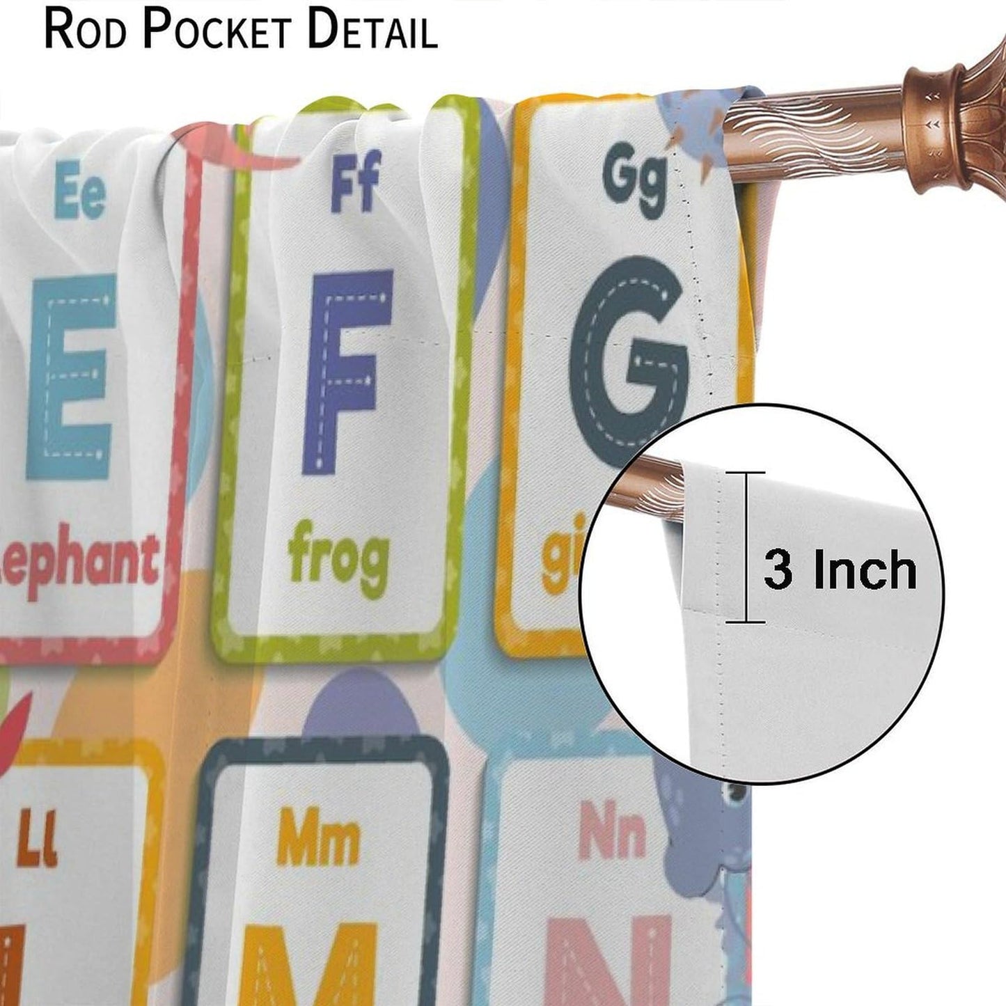 AAVEUP Alphabet Education ABC Curtains, Cartoon Watercolour Sea Animals Early Childhood Enlightenment Learning Windows Treatments Drapes for Kids Baby Nursery Bedroom 42x45in（No Blackout）