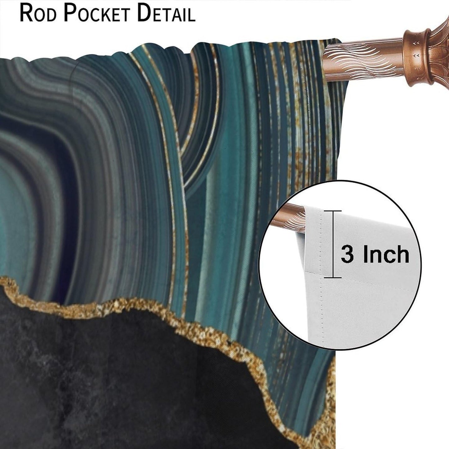 JADERYS Marble Blackout Curtains Modern Luxury Black Green Grey Abstract Texture Marble Art Print for Bedroom Living Room Bathroom Rod Pocket Decoration Window Drapes 2 Panels W21xL45in