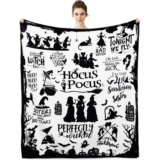Metawu Halloween Blanket,Witch Flannel Throw Blankets, for Kids Women,Halloween Throw Blanket for Couch Sofa Bed Chair Decorations 50 x 60 inches