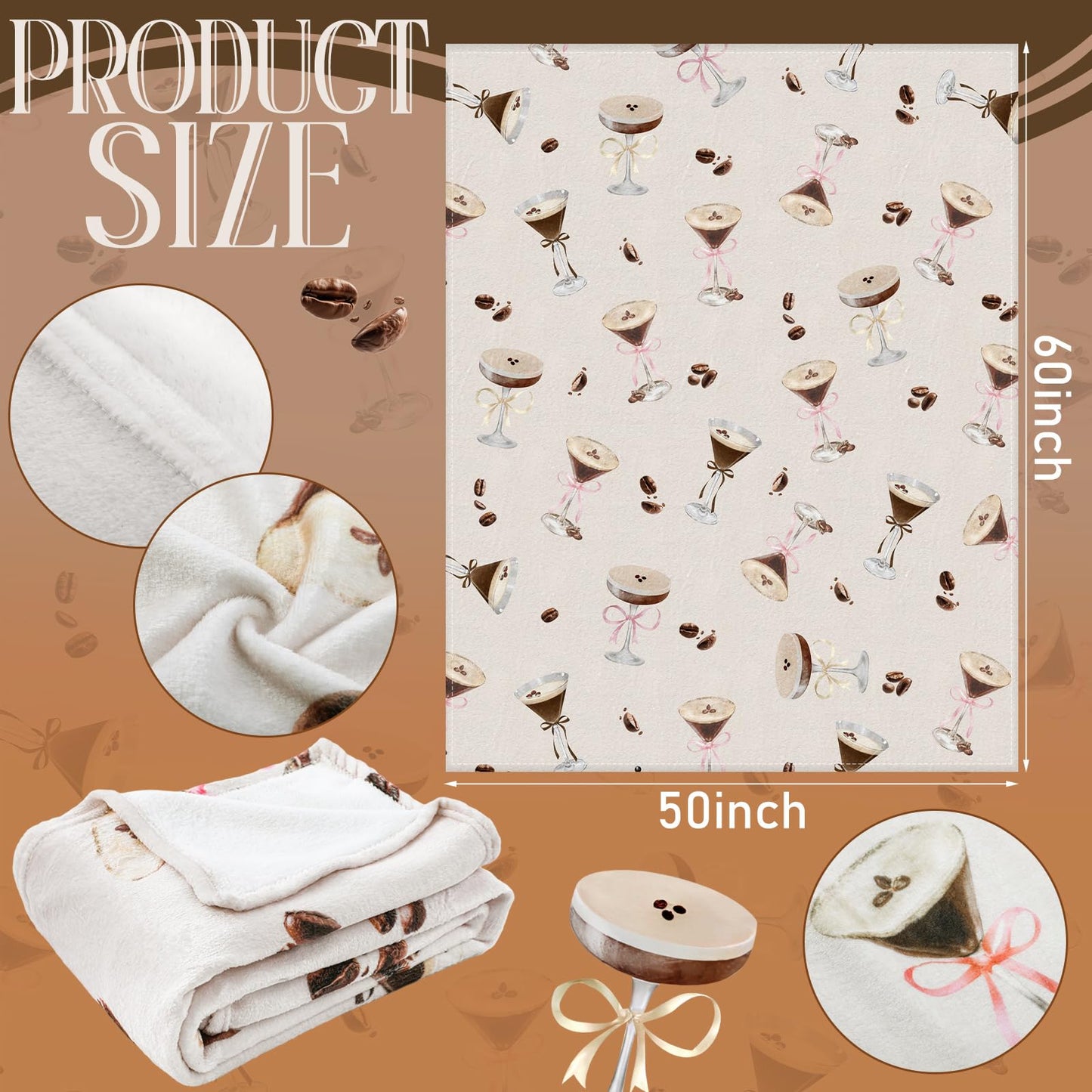 Hahafelt Espresso Martini Birthday Blanket, 60 x 50 Inches A Tini Bit Older Flannel Blanket Decorations for Women Martini Cocktail Birthday Party Bridal Shower Favors Couch Carseat Bed Camping