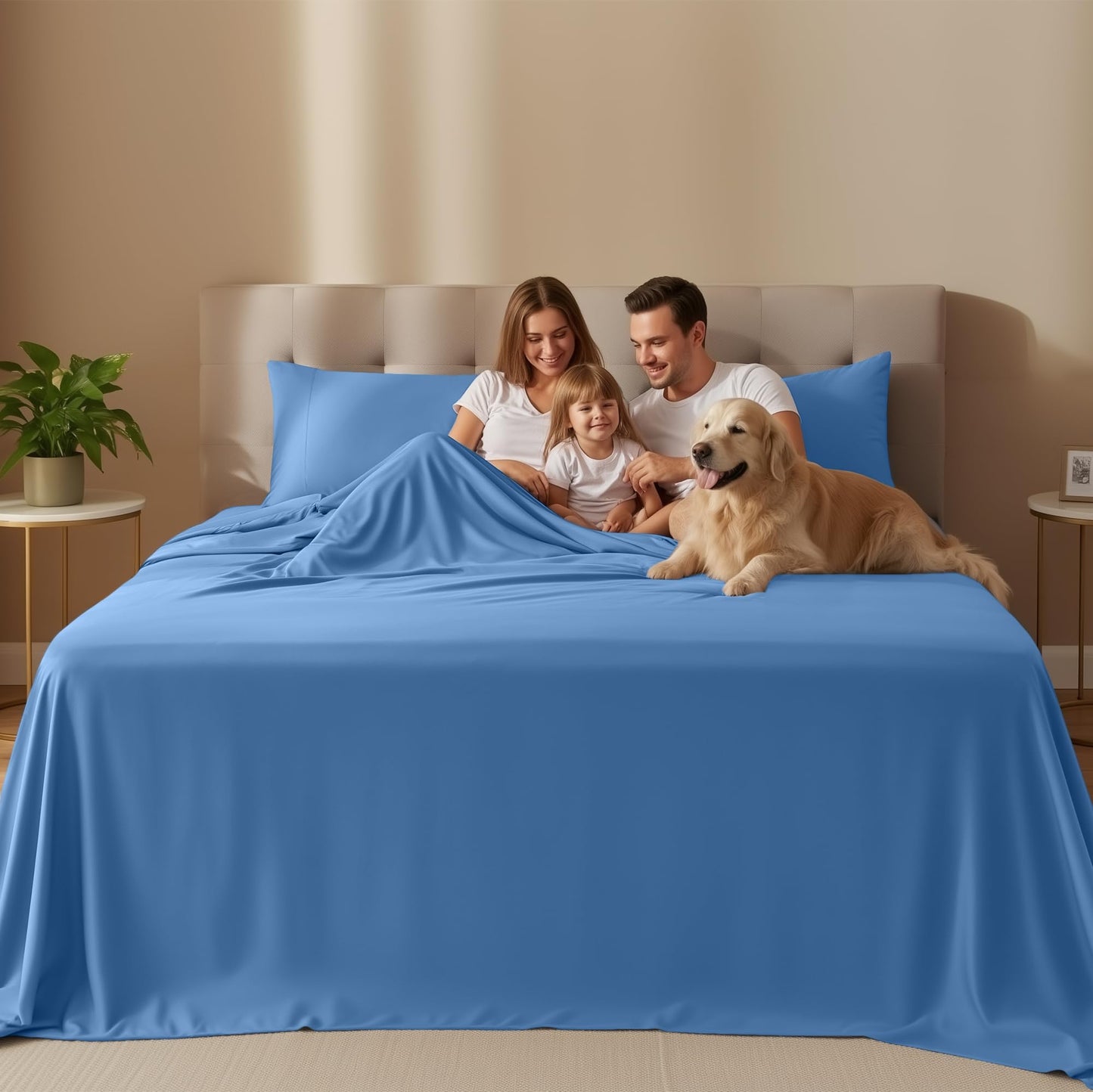 Utopia Bedding Queen Size Sheet Set – 4 Piece Bed Sheets, Soft and Breathable Microfiber, Includes 1 Fitted Sheet, 1 Flat Sheet and 2 Pillowcases – Oeko Tex (Dutch Blue)