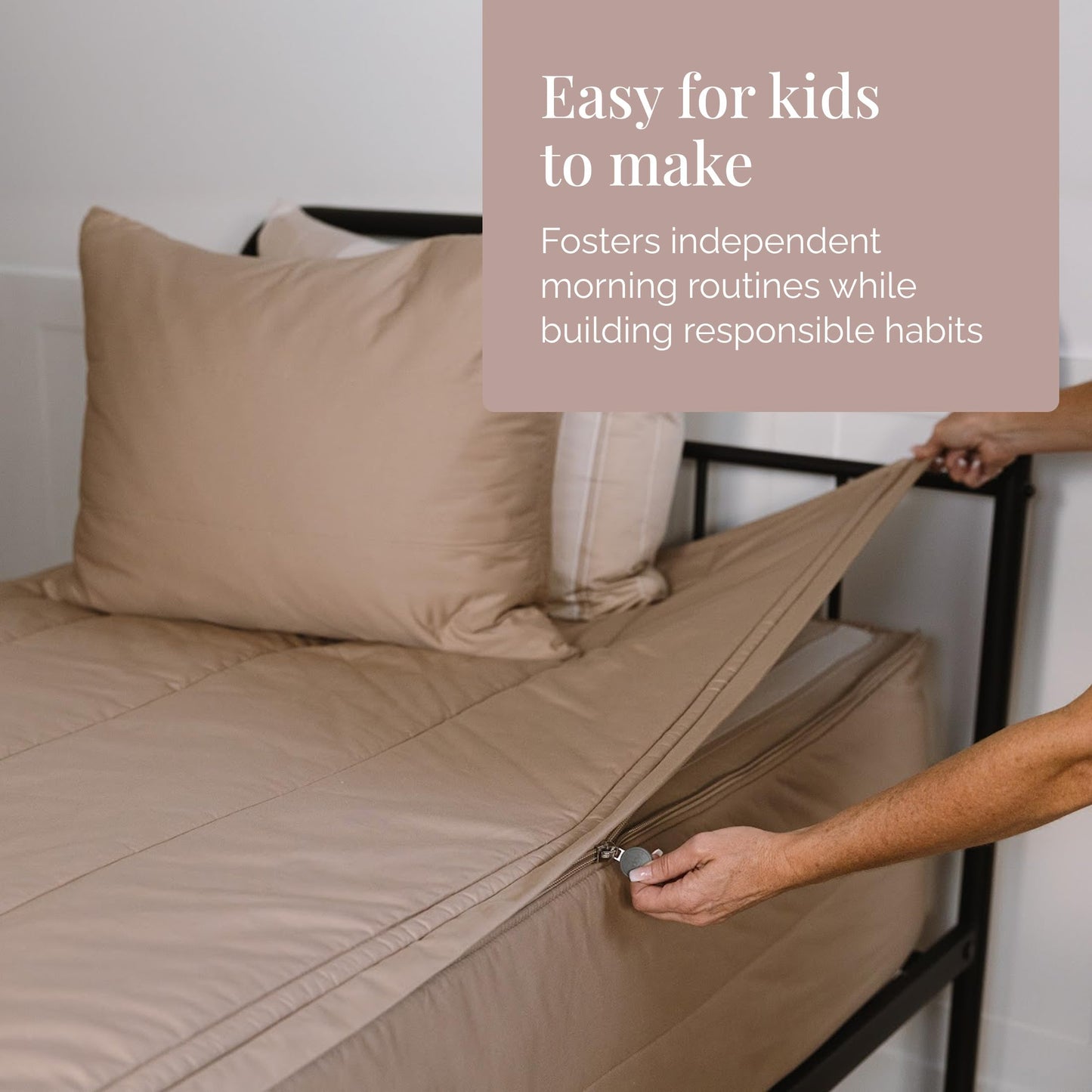 Beddy's Tan All-in-One Zipper Bedding Set - Minky Lined - Twin