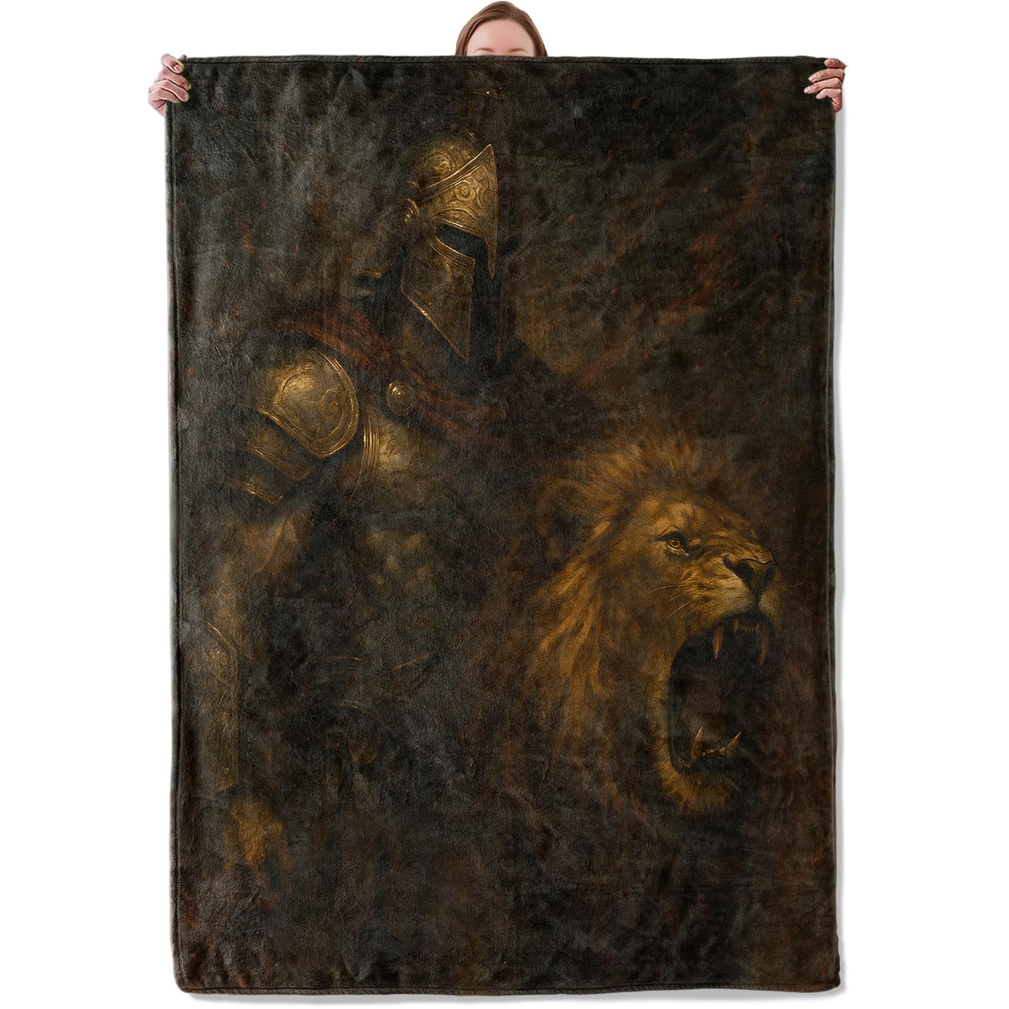 Medieval Knight and Lion Blanket Gifts for Women Girls Kids, Soft Warm Lightweight Flannel Animal Throw Blankets for Bedroom Living Room Home Sofa Home Decor 50" x 60"