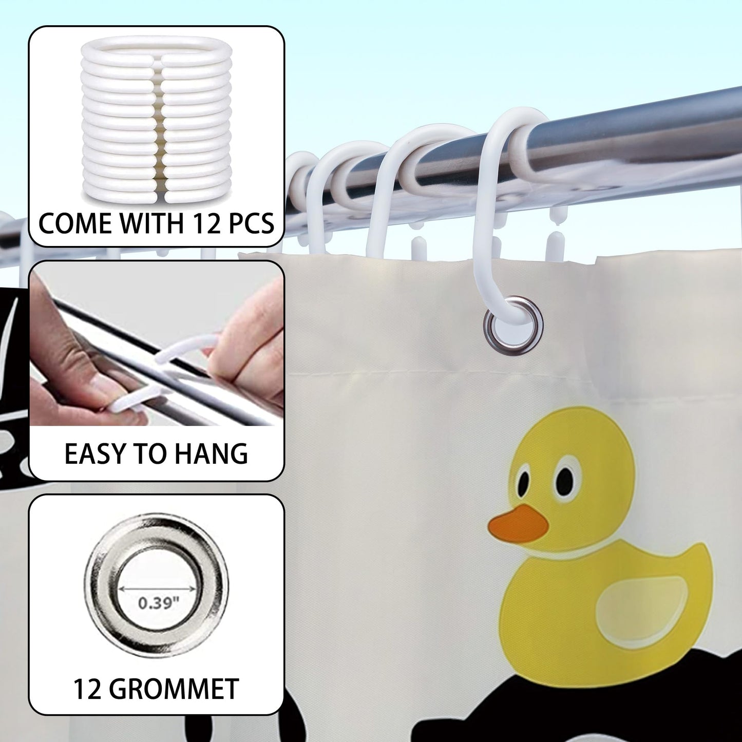 Opeoddie Cute Frog Riding Dinosaur Shower Curtain Japanese Duck Funny Animal Kids Shower Curtains Set for Boys Bath Curtain Dino Silhouette Trex Unique Teen Kid Fun Bathroom Decor 60x72