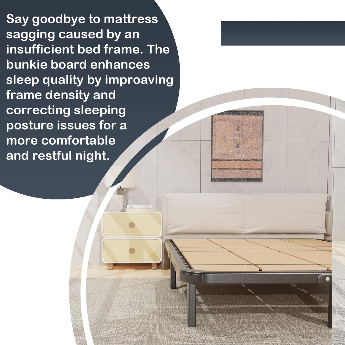 Bunkie Board Thin Wood 6mm Queen Size (60 x 76 in) | Modular Portability Design, Noise Minimizing, Low Profile Design, Easy Setup, Foldable| Bed Slats, Foldable Box Spring, Bed Support Slat