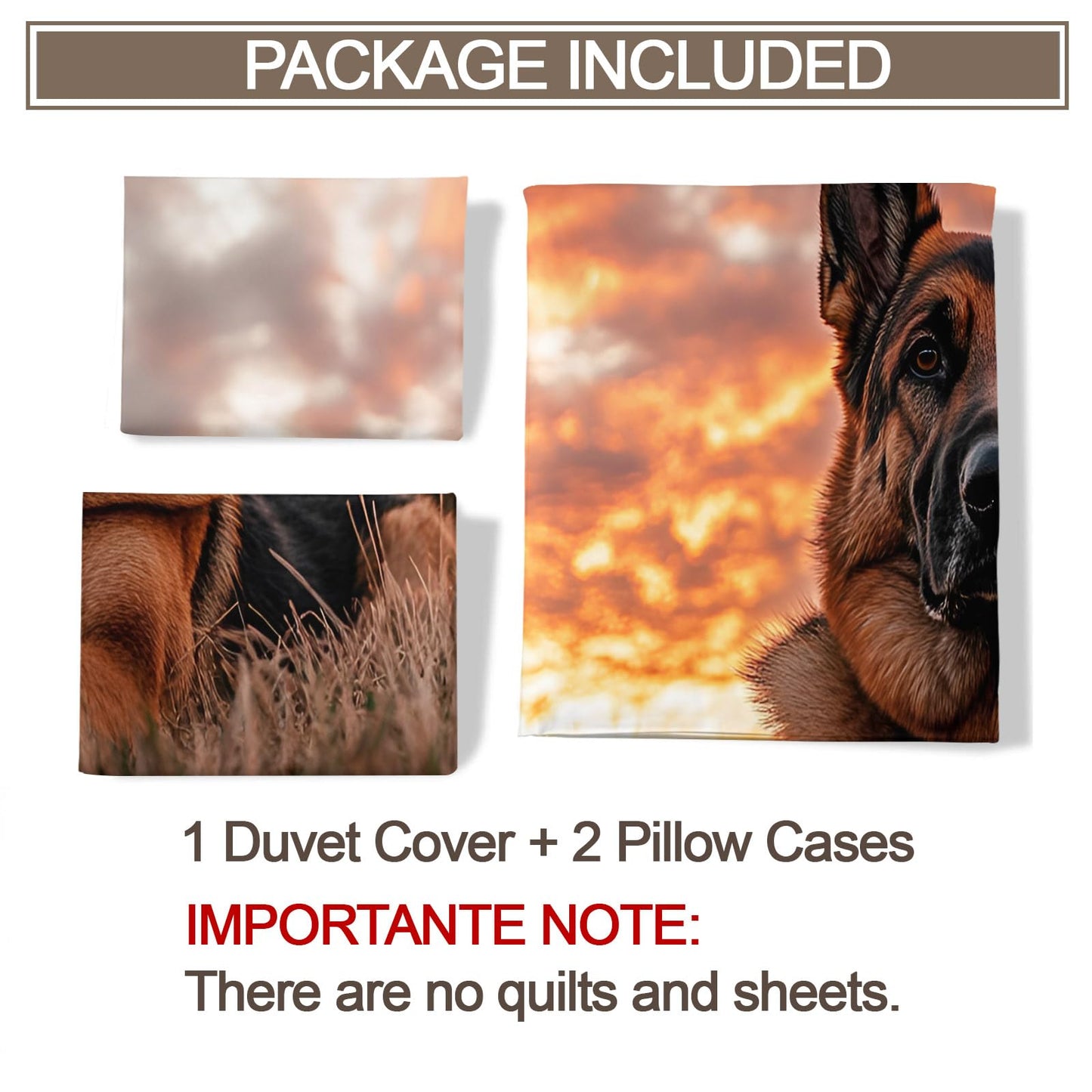 PAISUOQ Dog Print Bedding Sets Full Sunset Landscape Comforter Cover with Zipper Ties, German Shepherd Lovers Duvet Cover with 2 Pillowcases, 3 Pieces，Bedroom Decor & Gifts