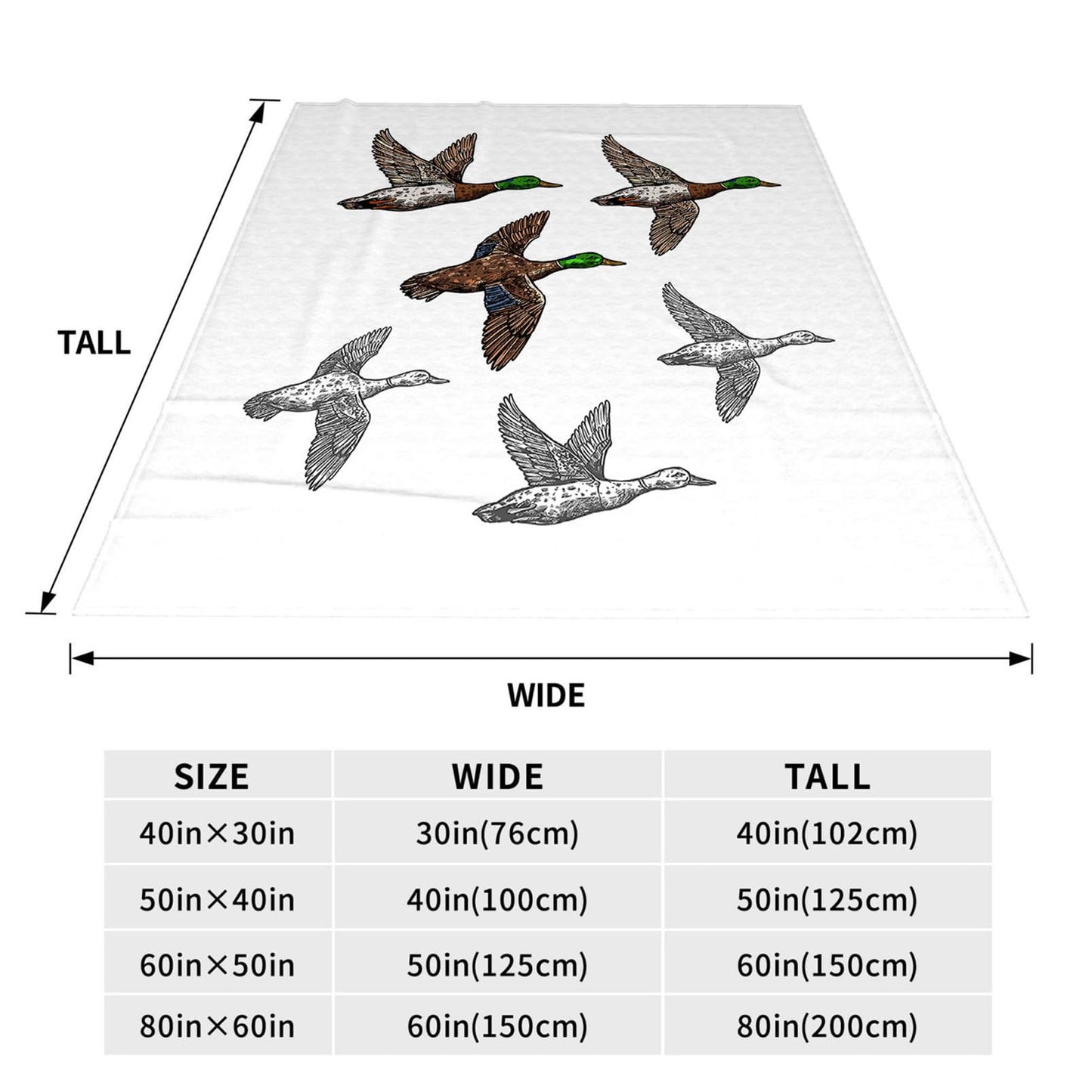 Throw Blanket 50x60 Inch,Duck Mallard Wild Bird Cozy Soft Lightweight Fuzzy Flannel Blanket 60x50 Inch Suitable for Couch Bed Sofa Living Room in All Seasons