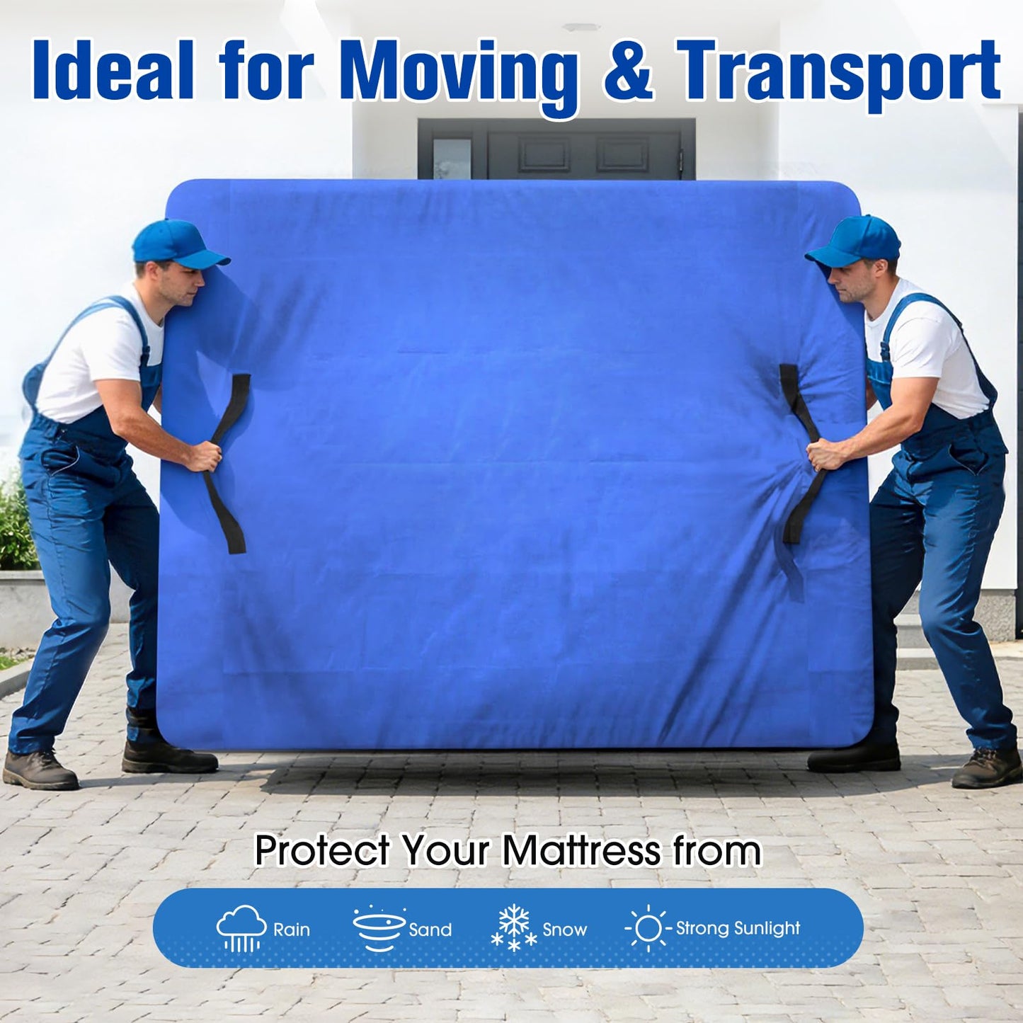 BlissTrends Extra Thick Mattress Bags for Moving and Storage, Waterproof Mattress Protector with Sturdy Handles & Reinforced Zipper, Heavy Duty Tarp Material Reusable Bed Cover (77"x57"x15" Full Size)