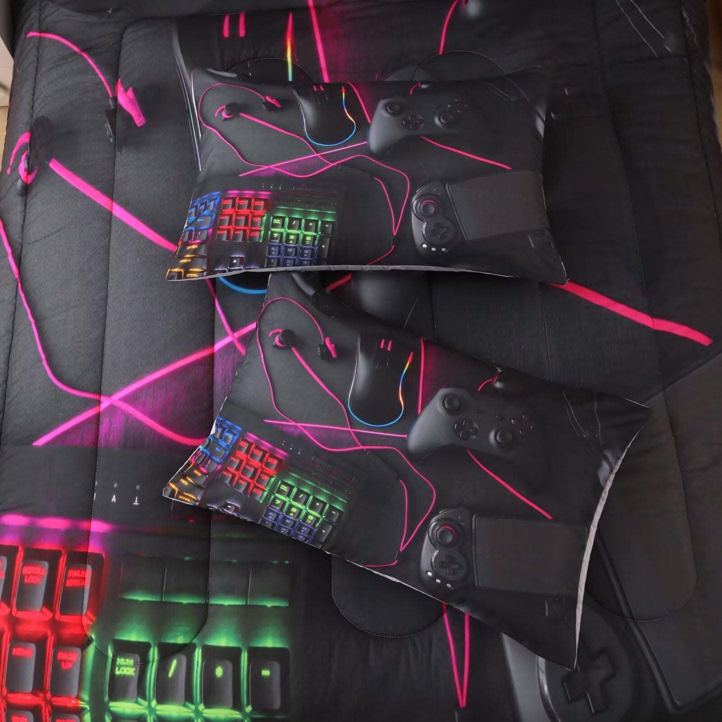 GRAT TIOC Gaming Comforter for Boys Teens,Game Bedding Sets Twin,Kids Gamer Comforter Set,Video Game Bedroom Bed Set Controller Duvet All Season 3 Piece