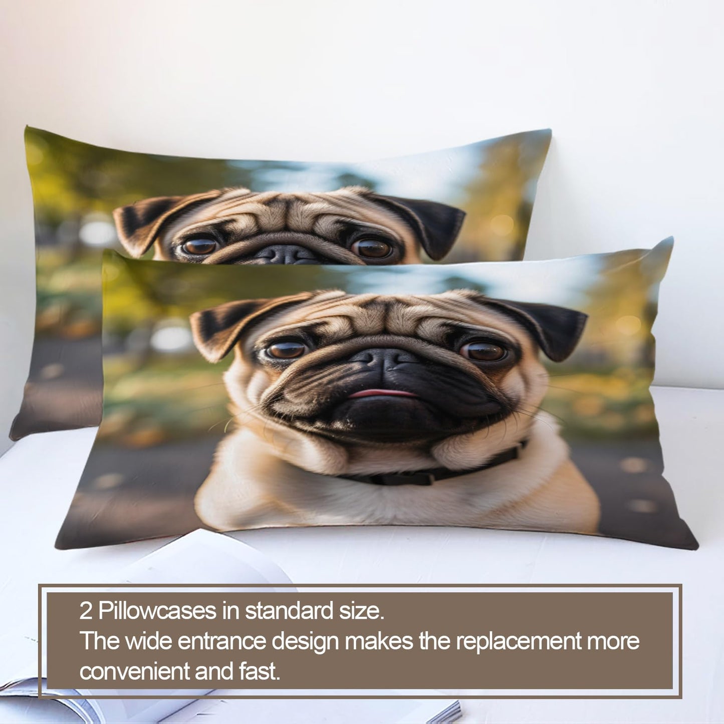 PAISUOQ Puppy Duvet Cover Queen Size - Cute Dog Home Decor & Gifts, 3 Piece Back to School Dorm Bedding, Easy Care Microfiber Comforter Cover & Pillowcases, Sharpei Lovers