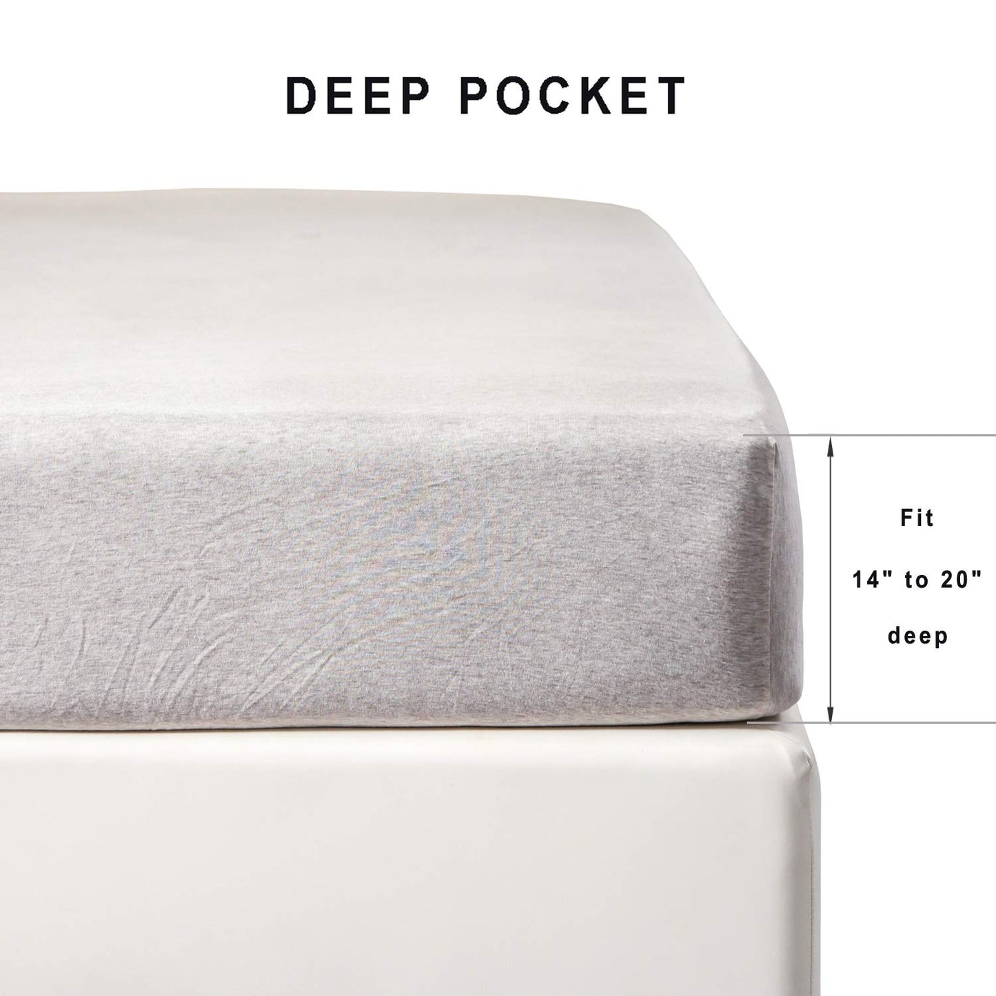 PURE ERA Jersey Knit Cotton Fitted Bottom Sheet ONLY (No Flat Sheet or Pillow Cases) Deep Pocket Up to 15" to 20" Ultra Soft Comfy Breathable Beige Queen