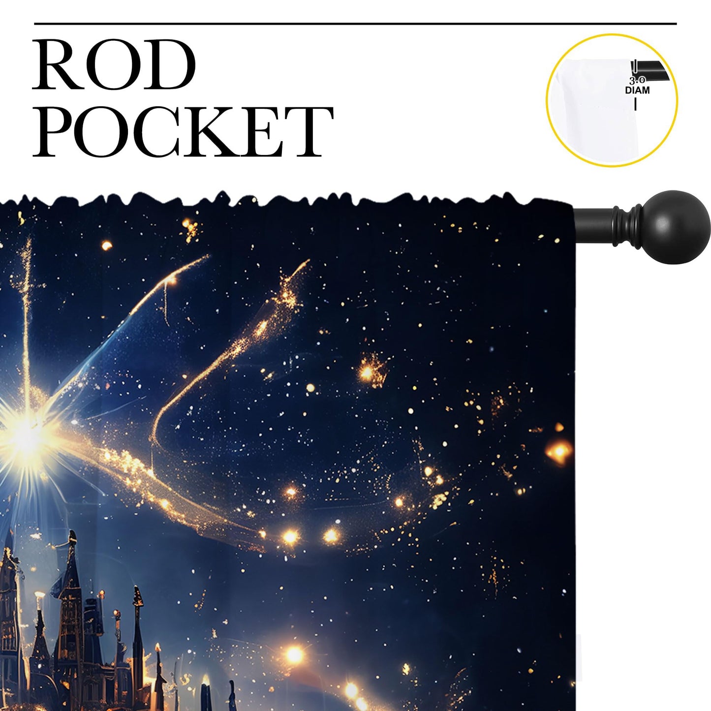 LHROOMJK Magnificent Castle Blackout Curtains for Boys Girl Bedroom Decor,Magic Book Galaxy Starry Sky Thermal Insulated Rod Pocket Drapes Darkening Window Curtain for Living Room Home 55x63 inch