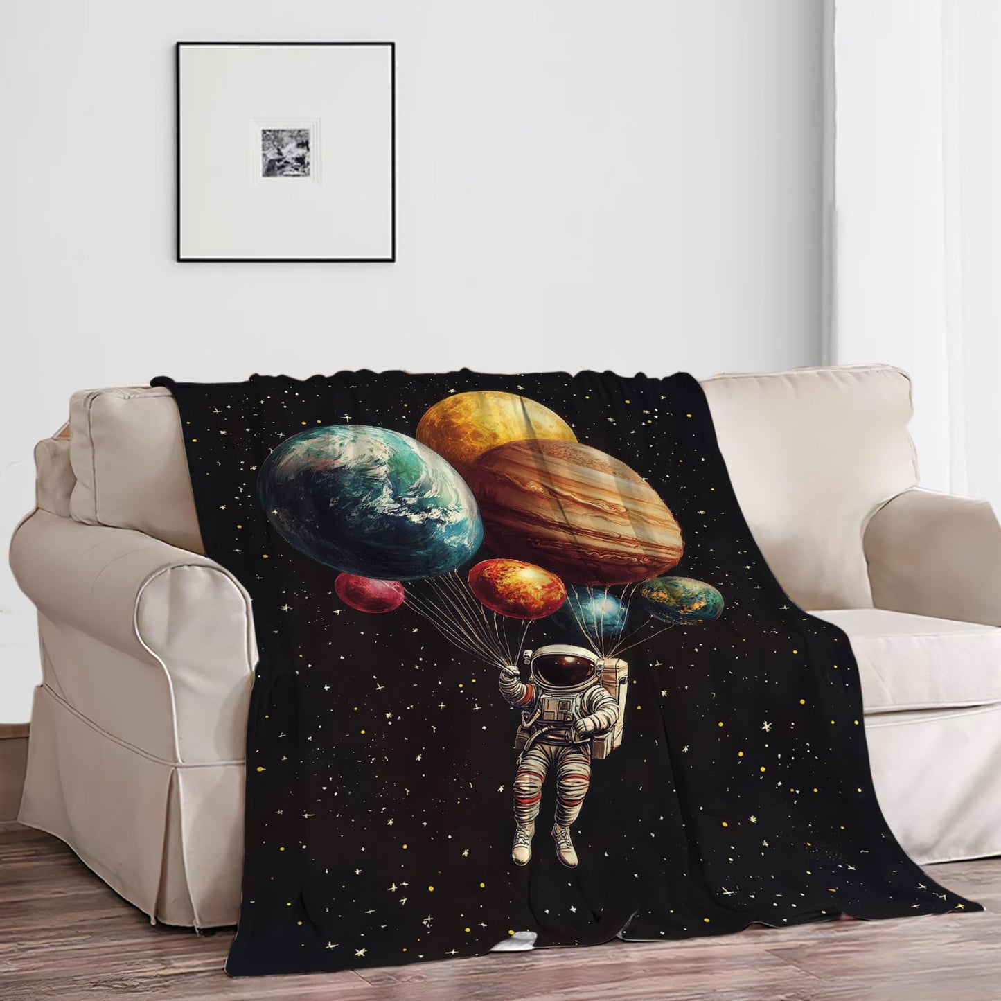 Space Blanket, Astronaut Throw Blanket, Astronaut Gifts, Galaxy Blankets, Space Stuff Fleece Flannel Plush for Men Women Girls Lovers Adults Soft Bedding for Sofa Office Home Decor 40"X50"