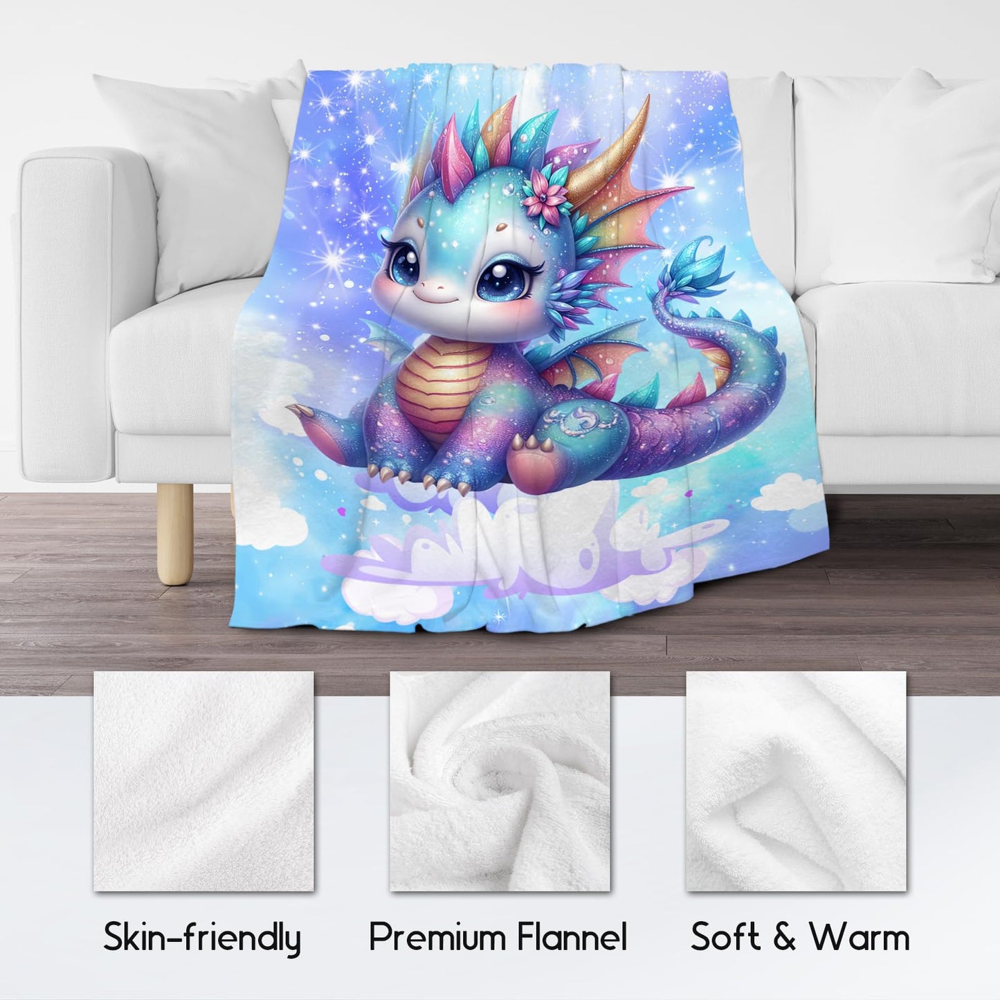 Toddler Blanket, Dragon Blanket Gifts for Girls, Kids Fleece Throw Soft Comfy Throws for Sofa Couch, 50"x60"