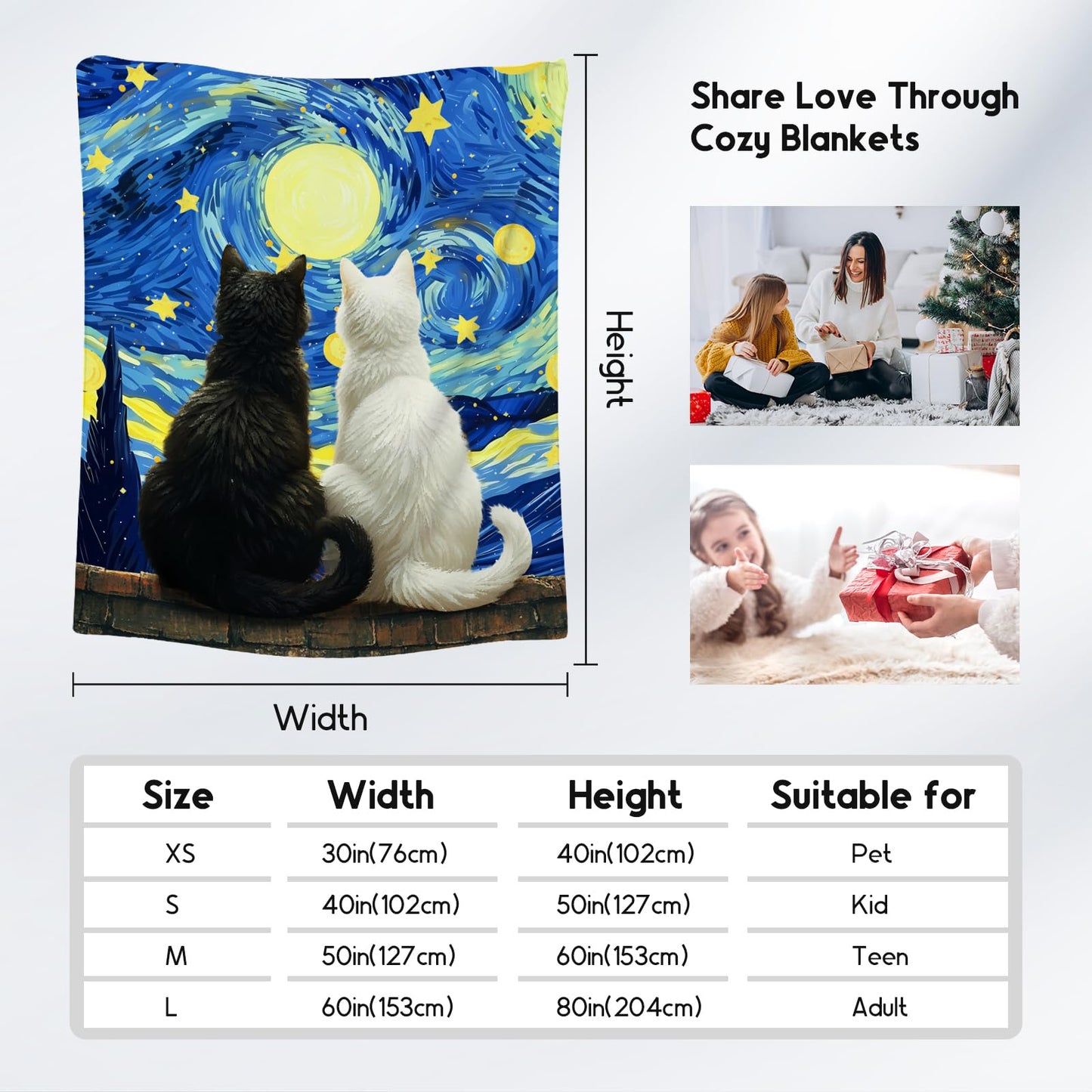 Cat Blanket for Toddler - Kids Throw with Cat - Lightweight Flannel Soft Throws Gifts for Room Decor/Sofa - 30"x40"