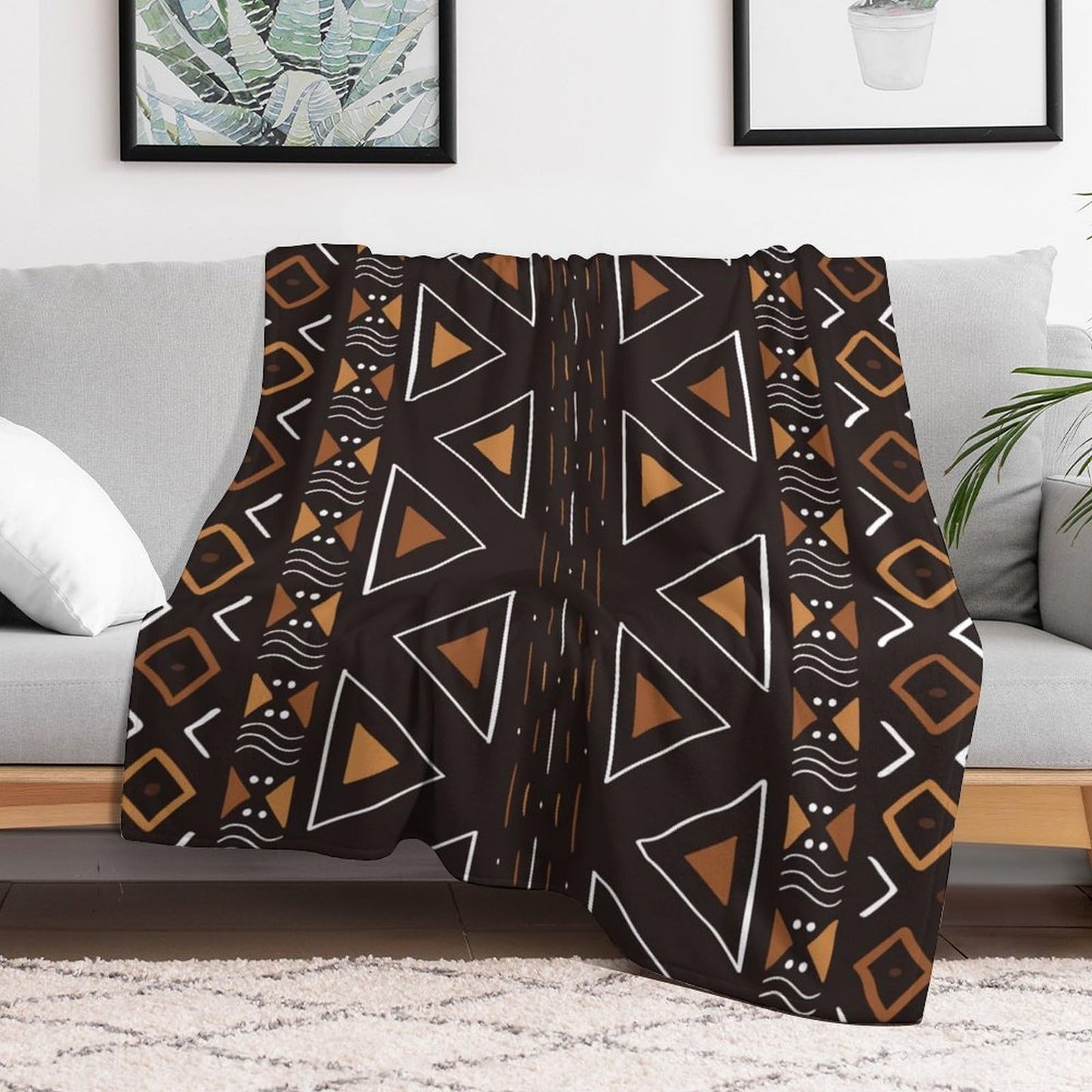 ZhiRain African Mudcloth Throw Blanket Boho Traditional Tribal Africa Ethnic Geometric Print Blanket for Sofa Bed Couch Chair Or Dorm 50"x60"