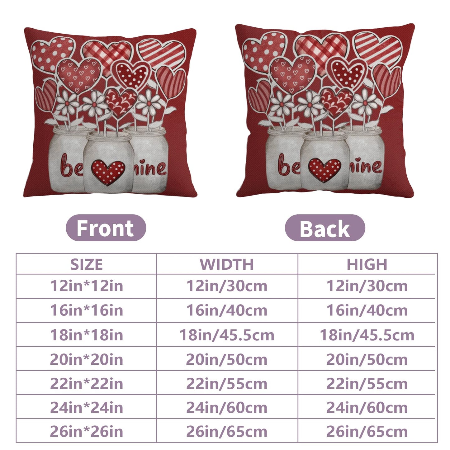 ABSOP Valentine's Day Pillow Covers 18x18 Inch Heart Shape Flowers Pattern Decorative Throw Pillow Covers Set of 2 Red Pillowcases for Couch Home Holiday Party Decor