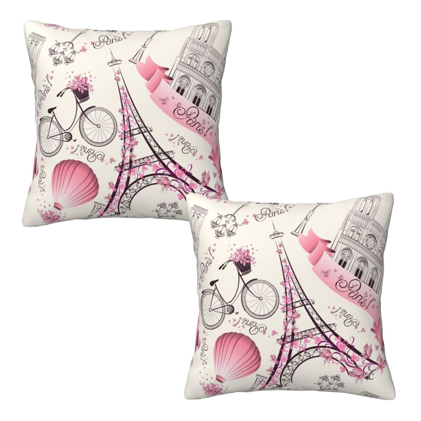 Lcokin Paris Eiffel Tower Throw Pillow Cover 18x18 in Set of 2 Cushion Farmhouse Pillow Covers Soft Pillow Cases Decor for Couch Sofa Living Room Bedroom Home