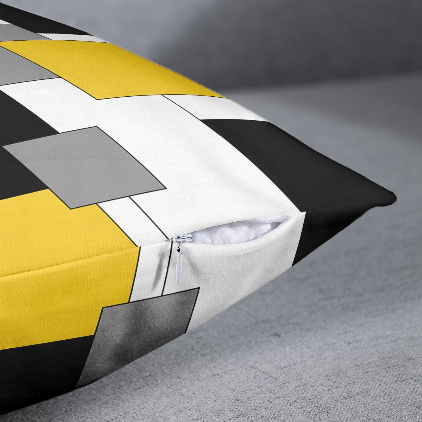 Emvency Set of 2 Yellow Geometric Throw Pillow Covers Black Grey White Painting Abstract Checkered Design Decorative Pillow Case Modern Home Decor Standard Square 18x18 Inch Cushion Pillowcase
