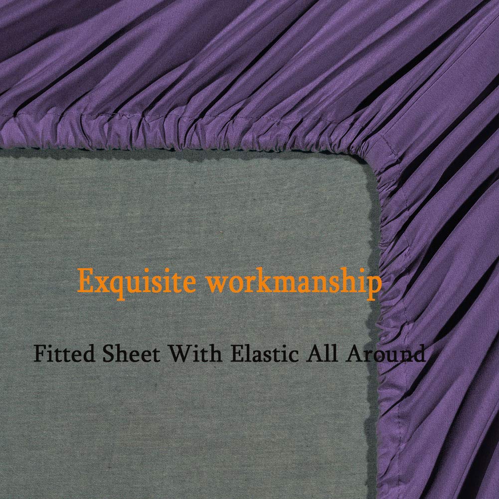 SONORO KATE Bed Sheet Set Super Soft Microfiber 1800 Series Luxury Egyptian Sheets Fit 18-24 Inch Deep Pocket Mattress Wrinkle-6 Piece (Purple, Queen)