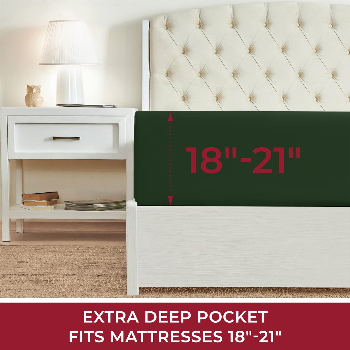 Mellanni Extra Deep Pocket King Fitted Sheet - Iconic Collection Bedding Sheets with up to 21 inch Deep Pocket - Soft & Cooling - Fade & Stain Resistant - 1 PC (King, Emerald Green)