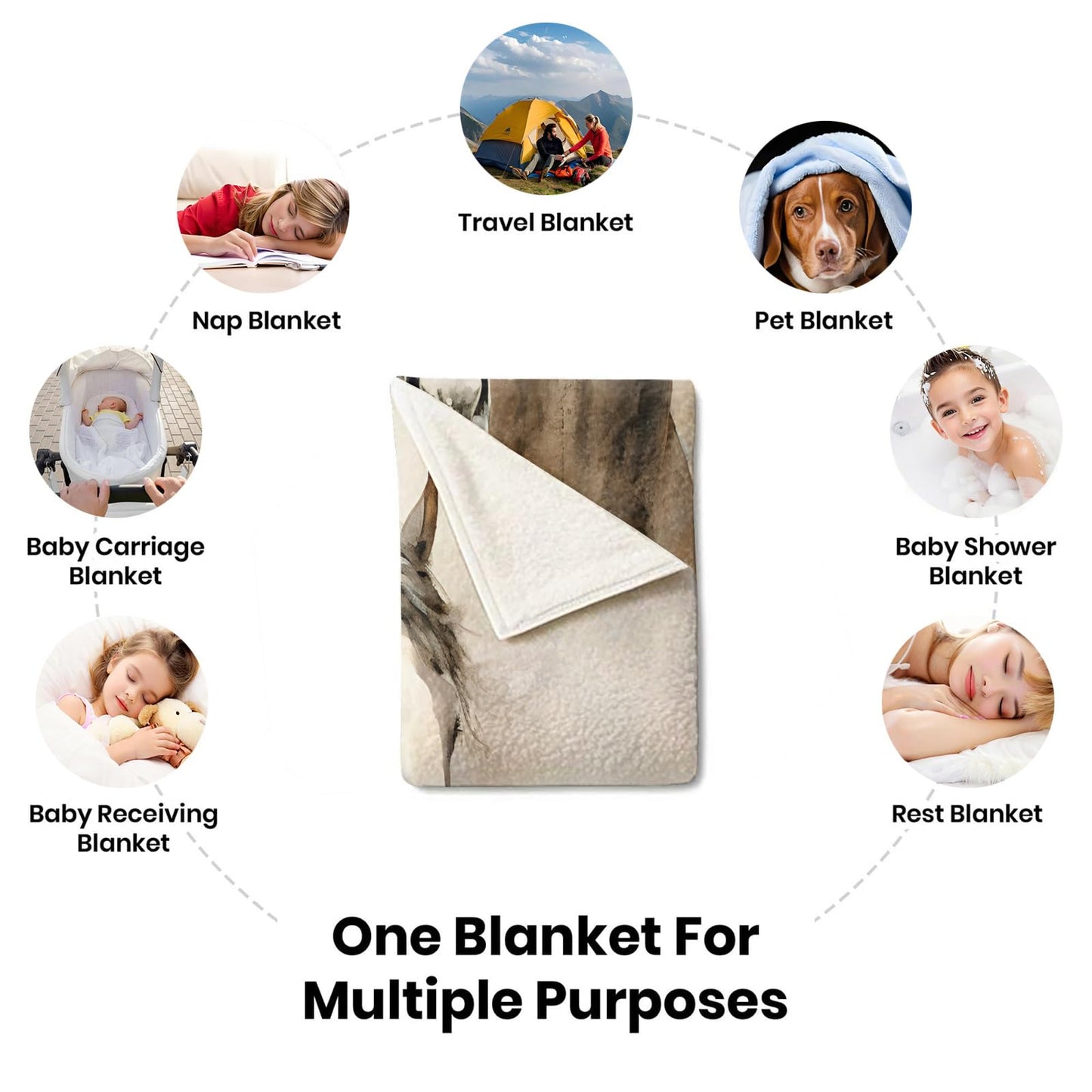 PAOABIU Horse Blankets, Western Horse Throw Blanket for Couch Bed Sofa, Animal Girls Blankets and Throws - Super Soft Cozy Plush Flannel Blanket Gifts & Decor, 66x90