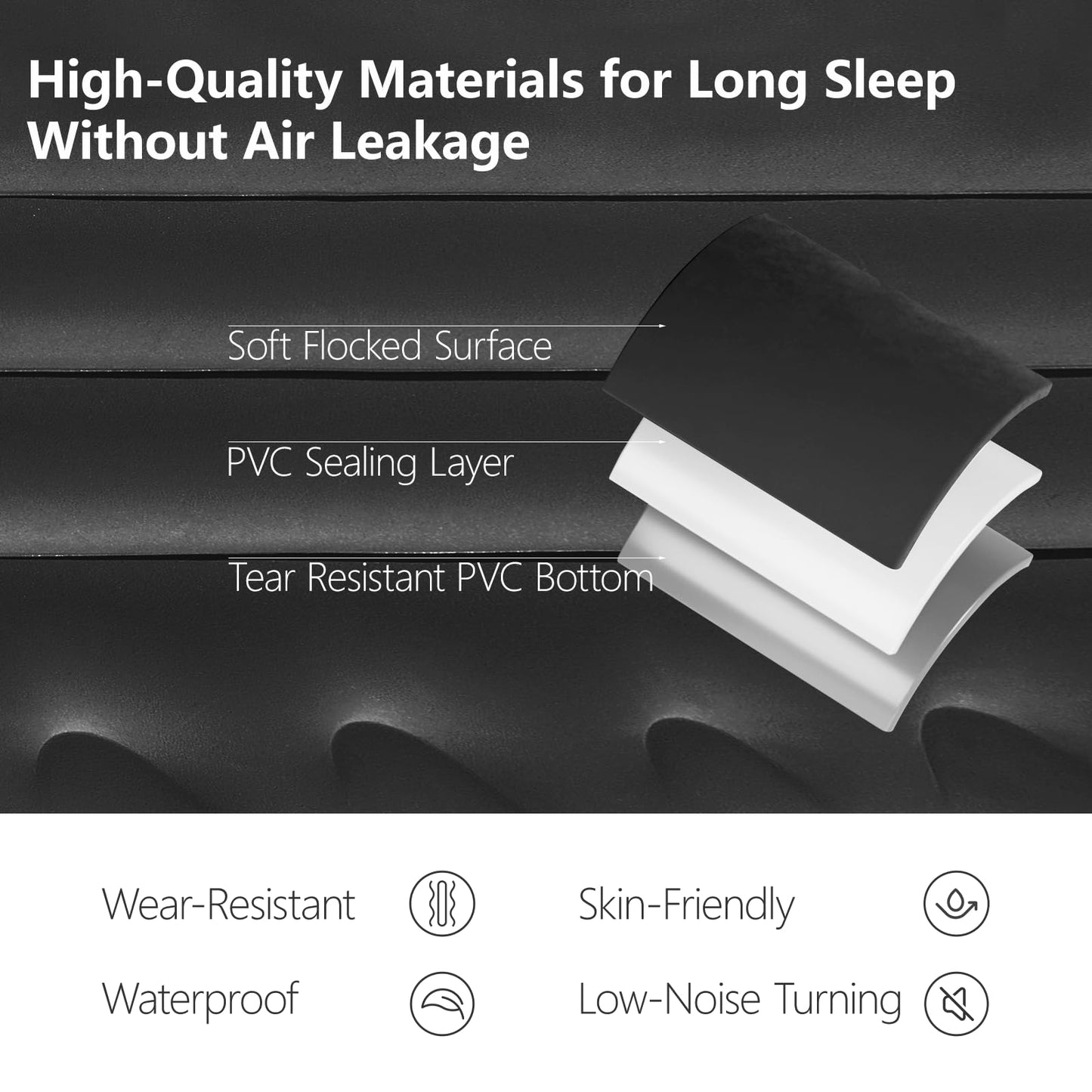 BEBAS Car Air Mattress - Truck Back Seat Bed & SUV Sleeping Pad, One-Piece Thickened Self-Inflating Travel Airbed, with Wireless Air Pump & Pillow | Black